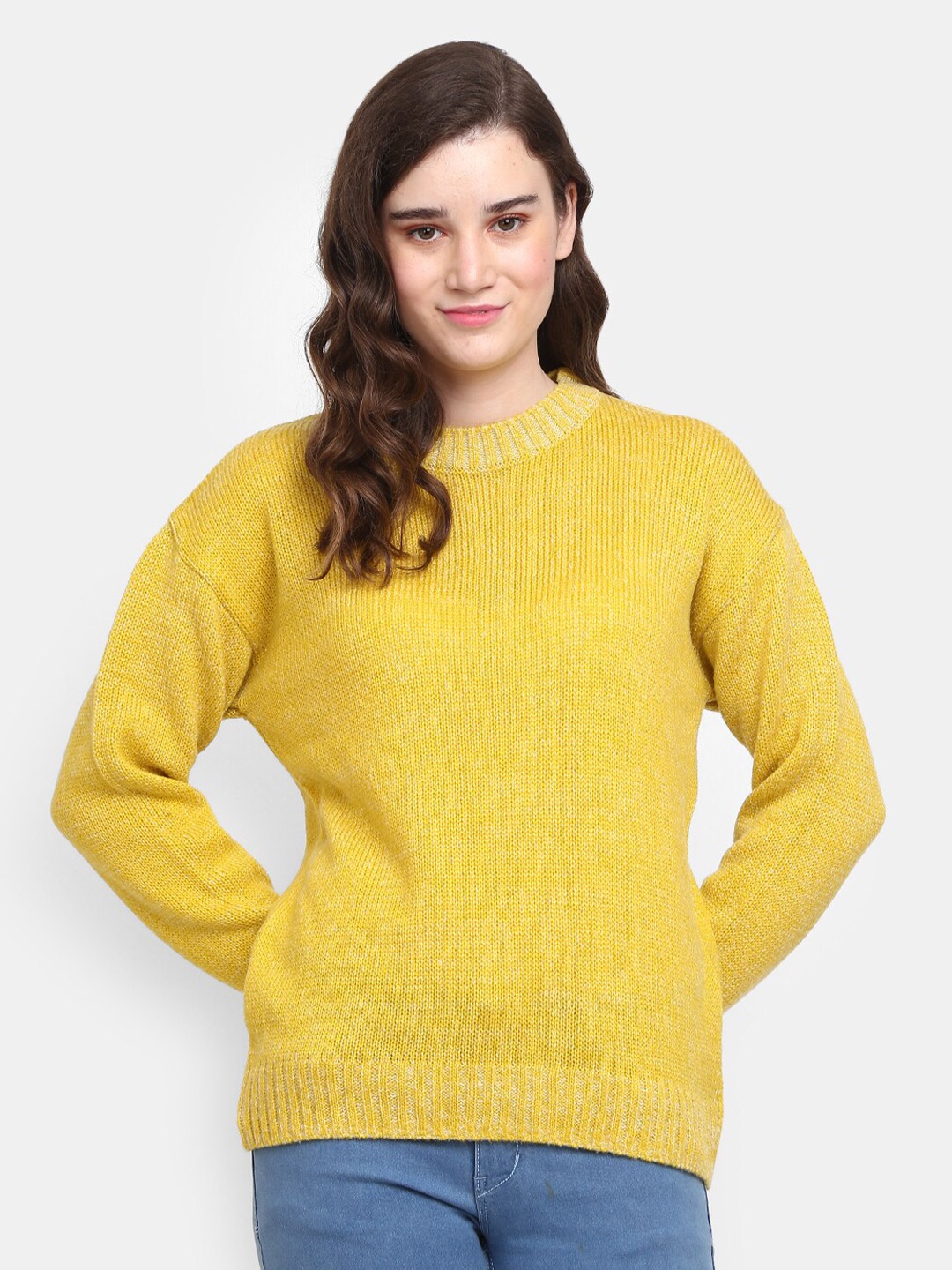 

V-Mart Women Yellow Acrylic Sweatshirt