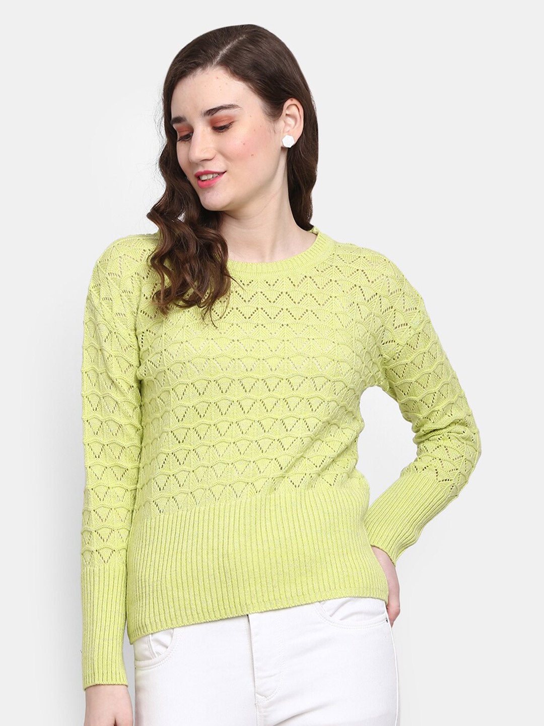 

V-Mart Women Yellow Acrylic Sweatshirt
