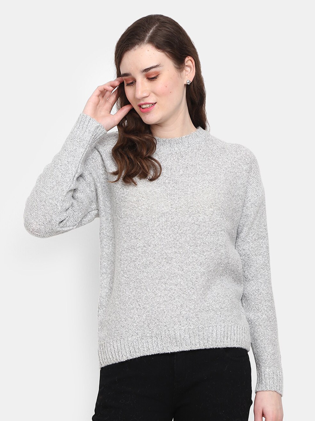 

V-Mart Women Grey Acrylic Sweatshirt