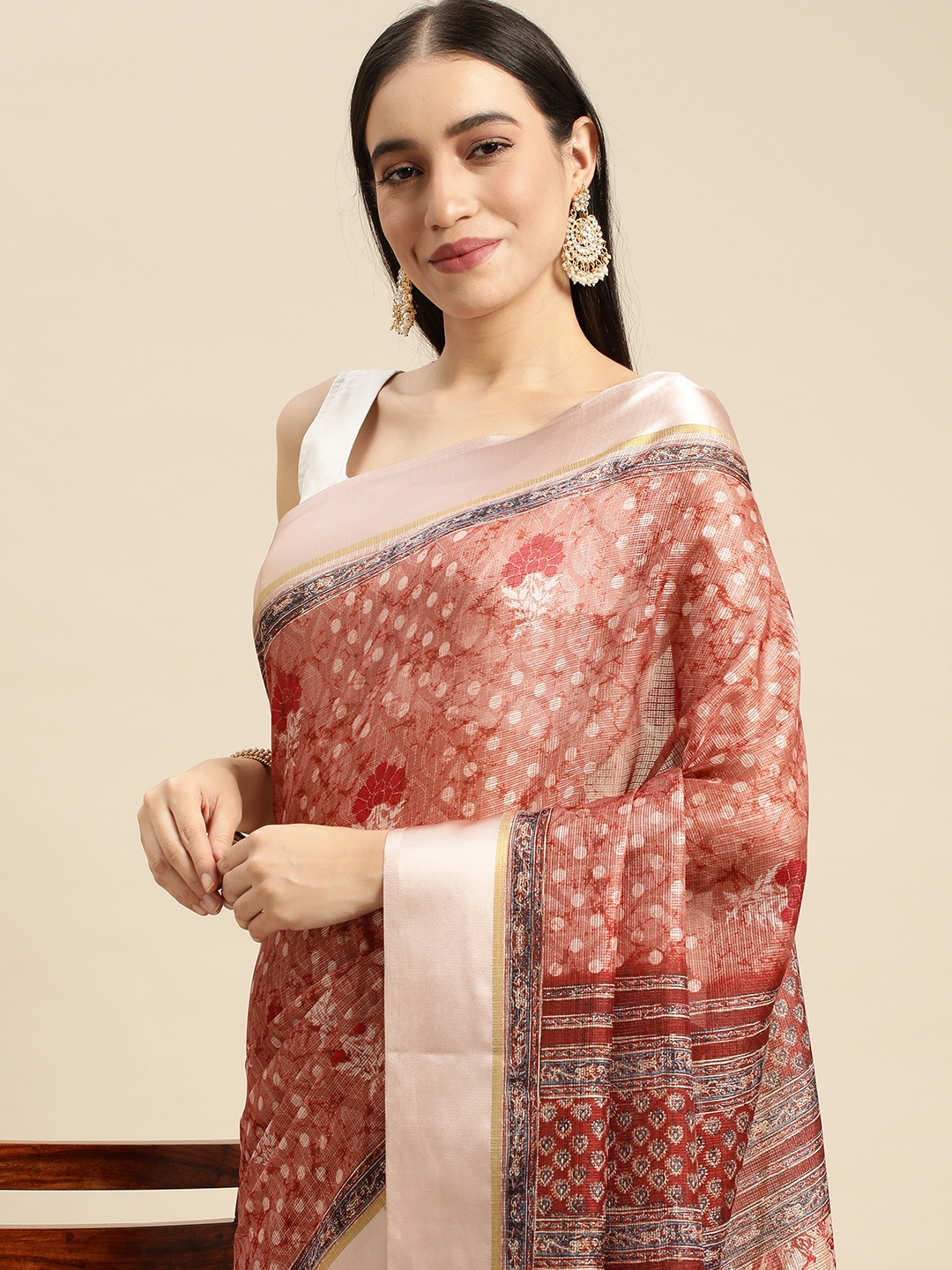 

RACHNA Red Ethnic Motifs Saree