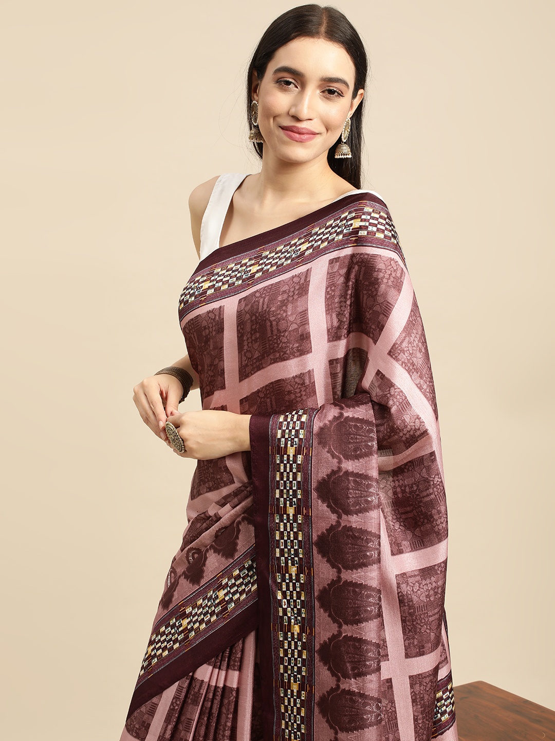 

RACHNA Magenta Ethnic Motifs Tussar Saree