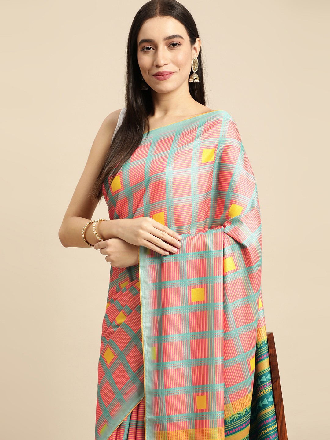 

RACHNA Pink Tussar Printed Saree