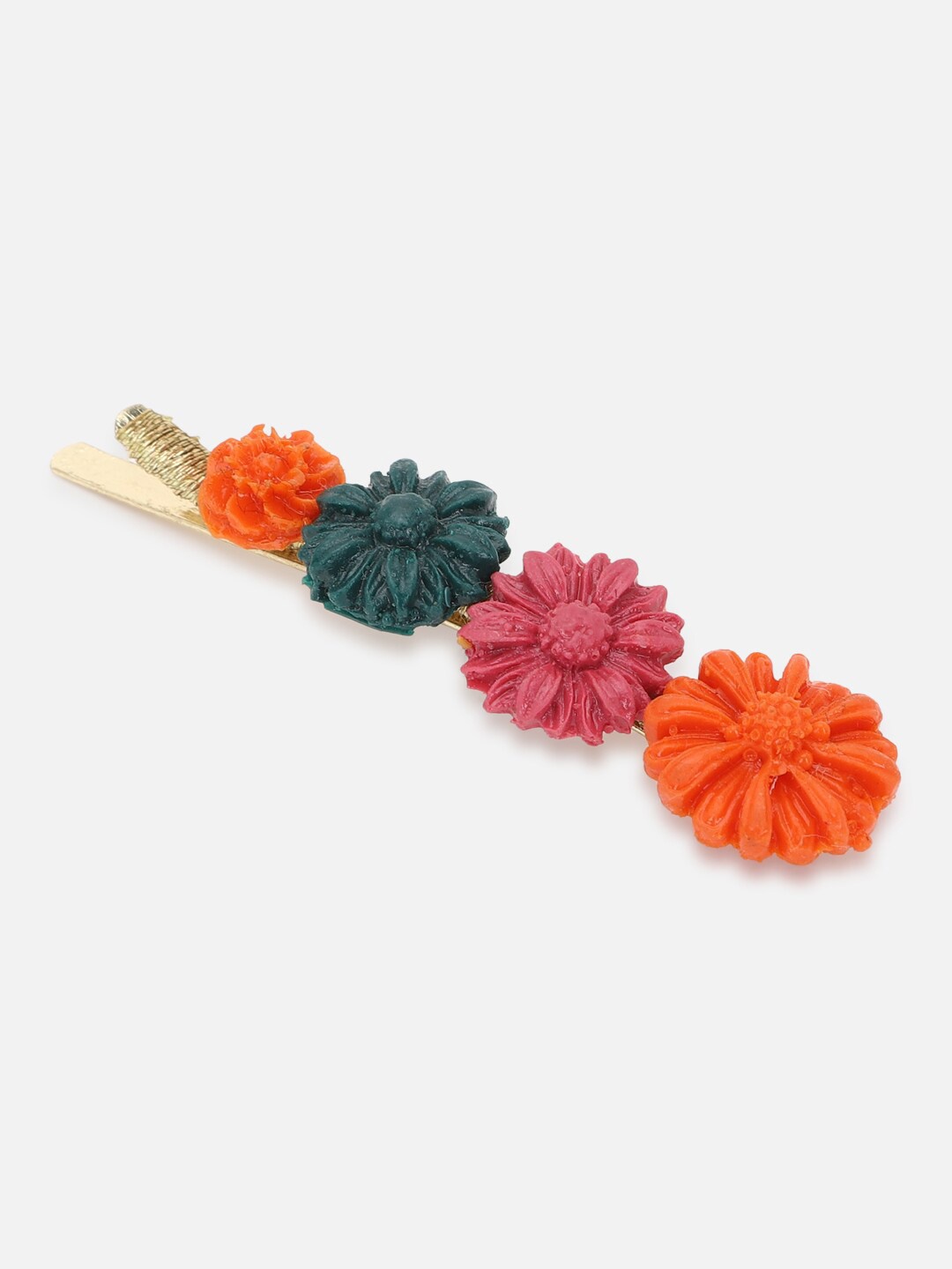 

FOREVER 21 Women Pink & Orange Floral Embellished Bobby Pin