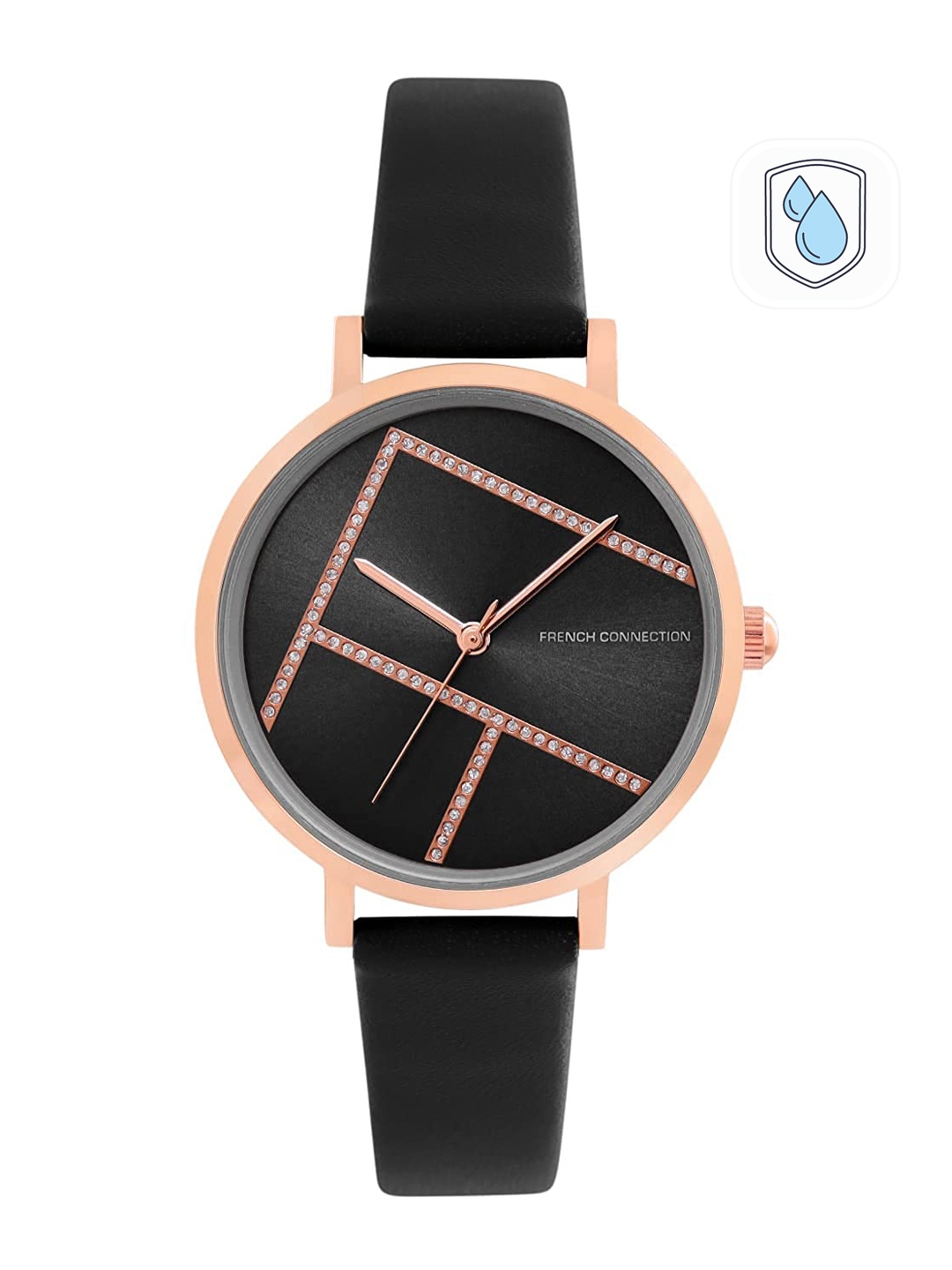 

French Connection Women Black Dial & Black Leather Straps Analogue Watch FCN00012E