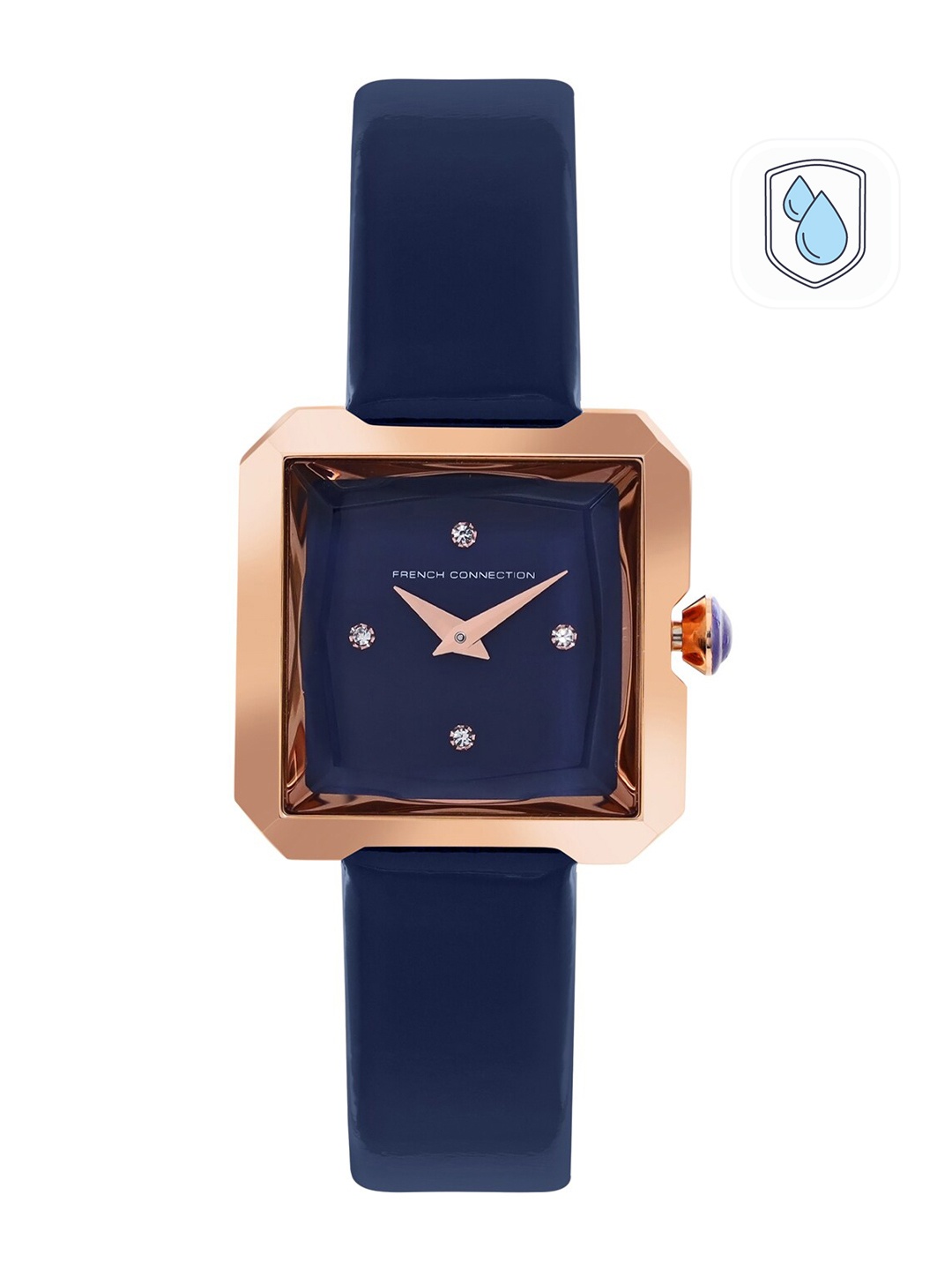 

French Connection Women Blue Embellished Dial & Leather Straps Analogue Watch- FCS1018U
