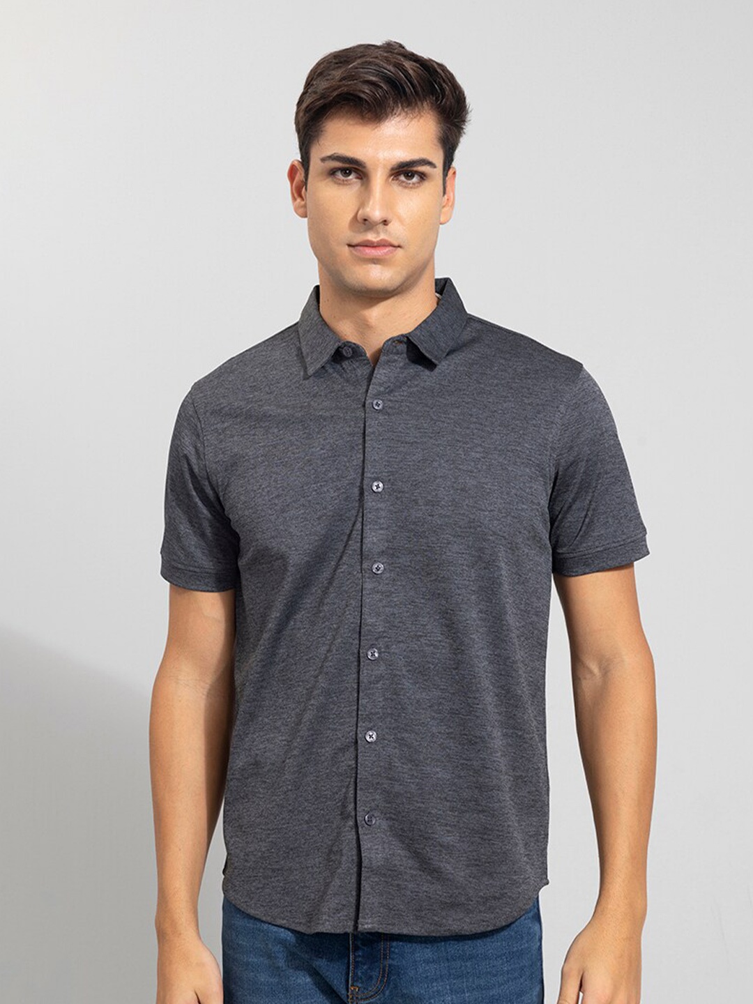 

Snitch Men Black Slim Fit Casual Shirt