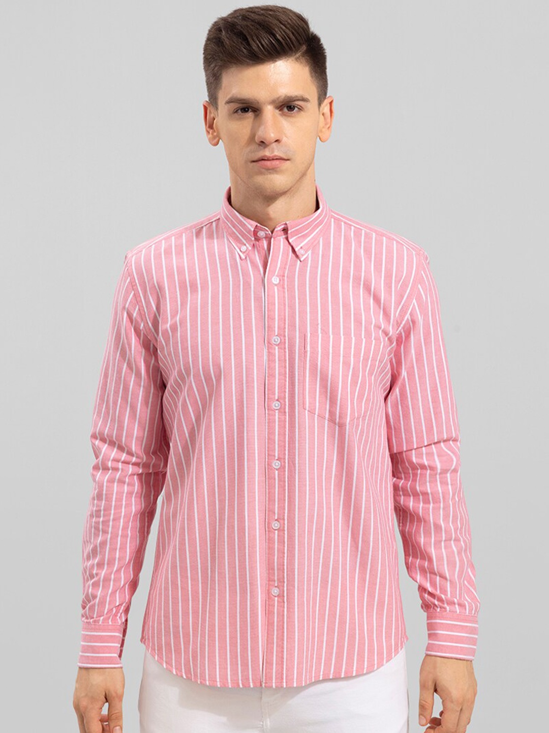 

Snitch Men Slim Fit Bengal Stripes Striped Casual Shirt, Pink