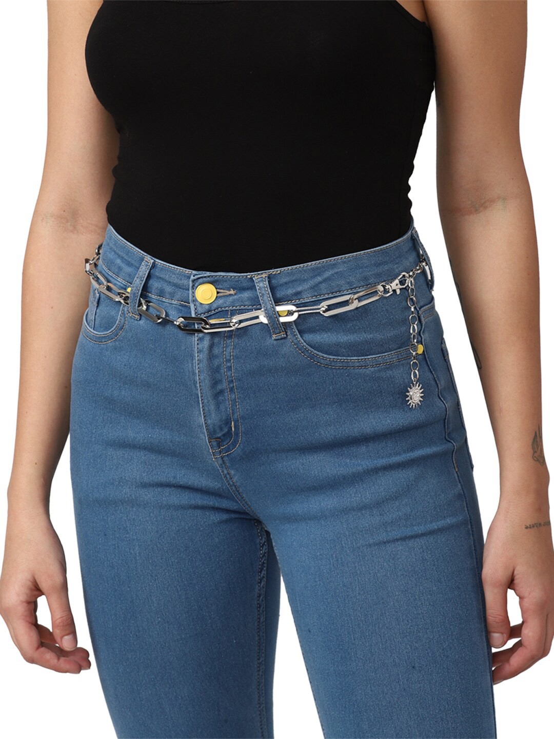 

FOREVER 21 Women Silver-Toned Slim Metal Belt