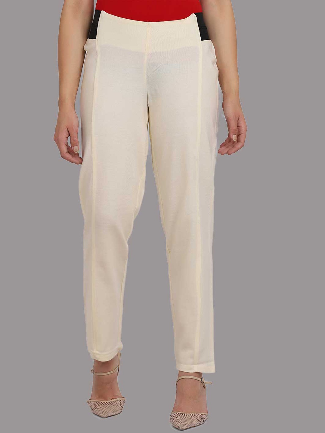 

SPIFFY Women Off White Original Straight Fit High-Rise Acrylic Trouser