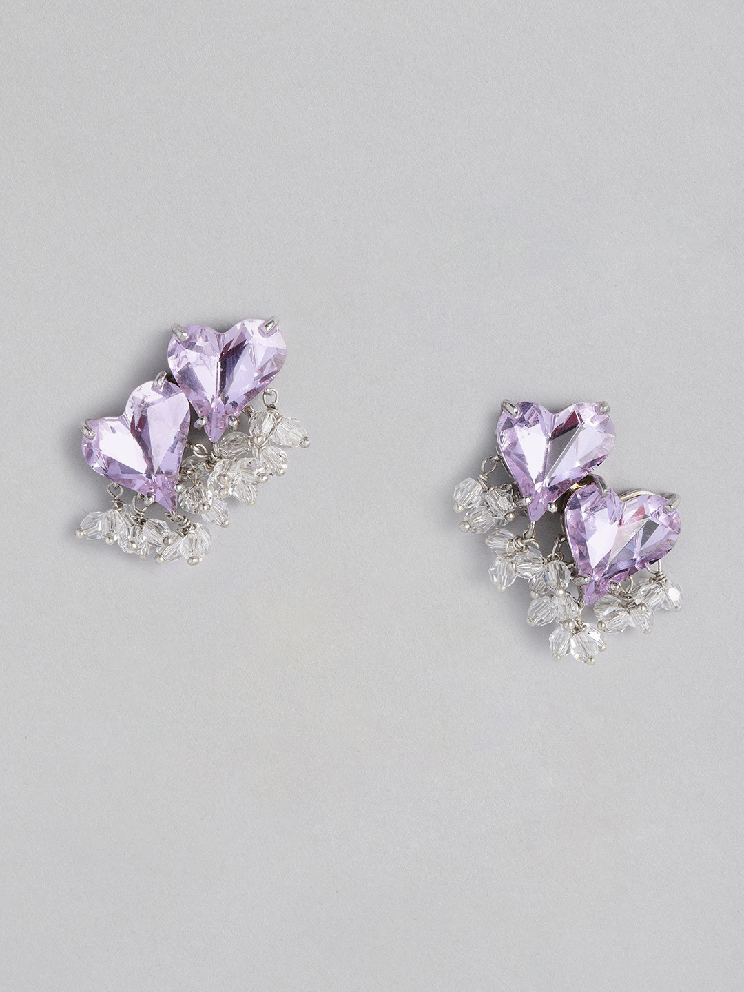 

Onaifa Rhodium-Plated Heart Shaped Studs Earrings, Purple