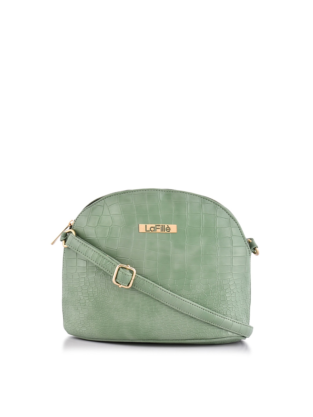 

LaFille Green Textured PU Structured Sling Bag