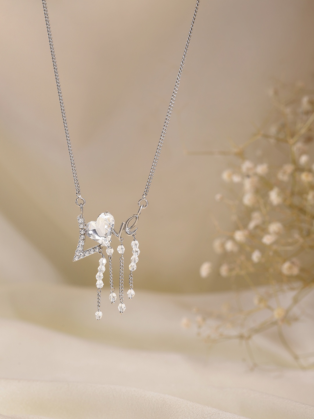 

Onaifa Sterling Silver Rhodium-Plated Necklace, White