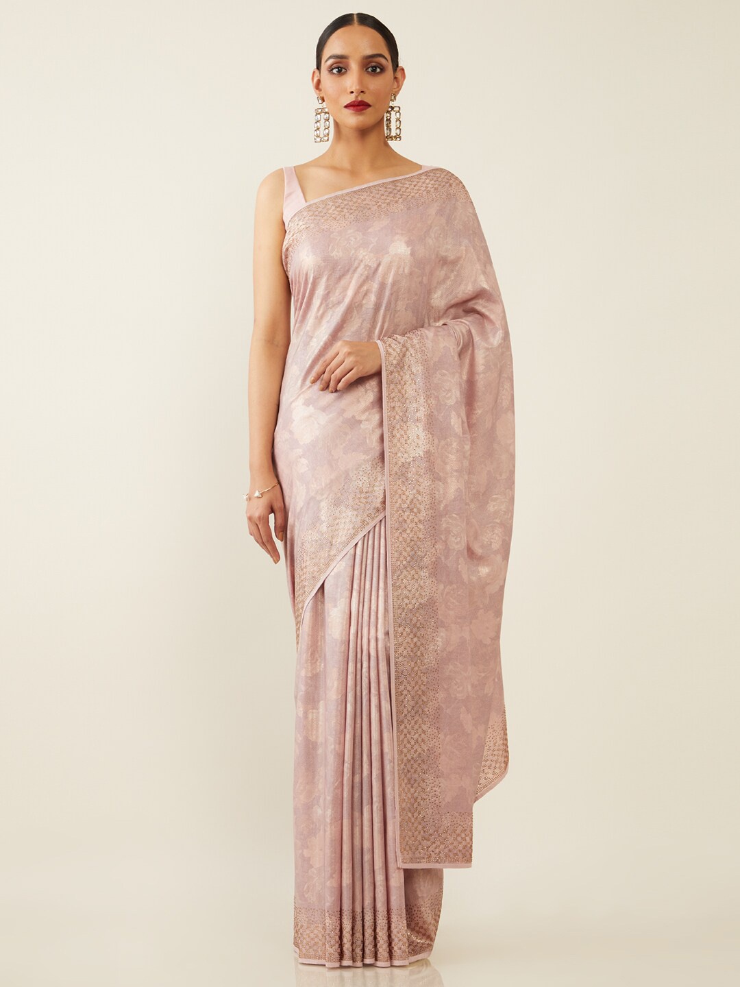 

Soch Purple Floral Beads and Stones Silk Blend Saree