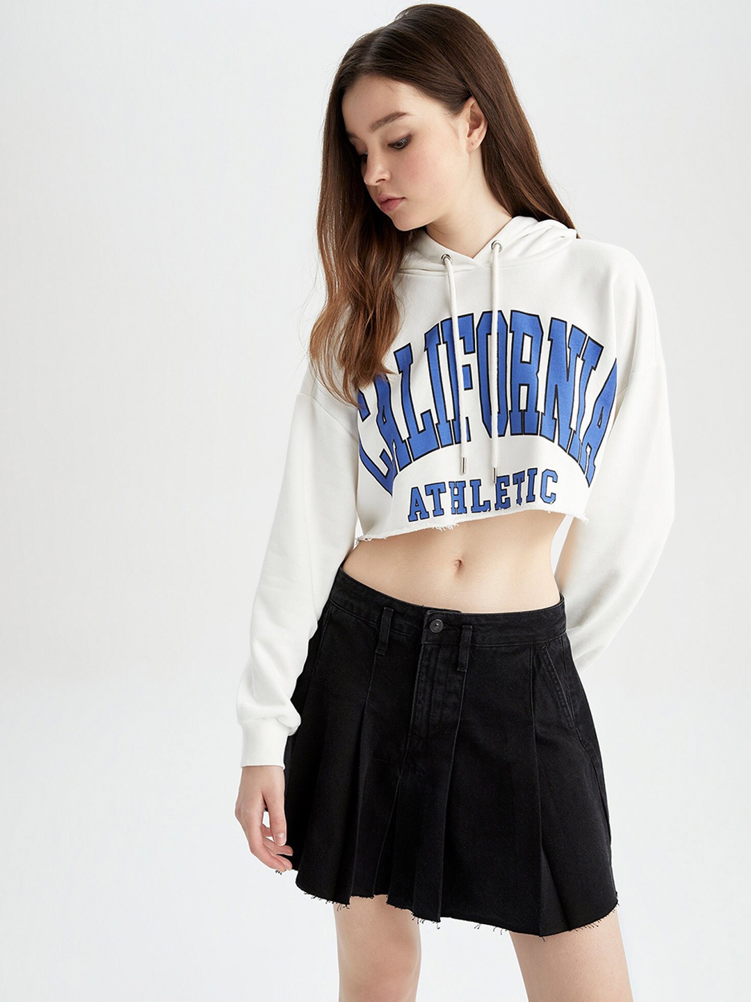

DeFacto Women Black Solid Pure Cotton A-Line Skirts