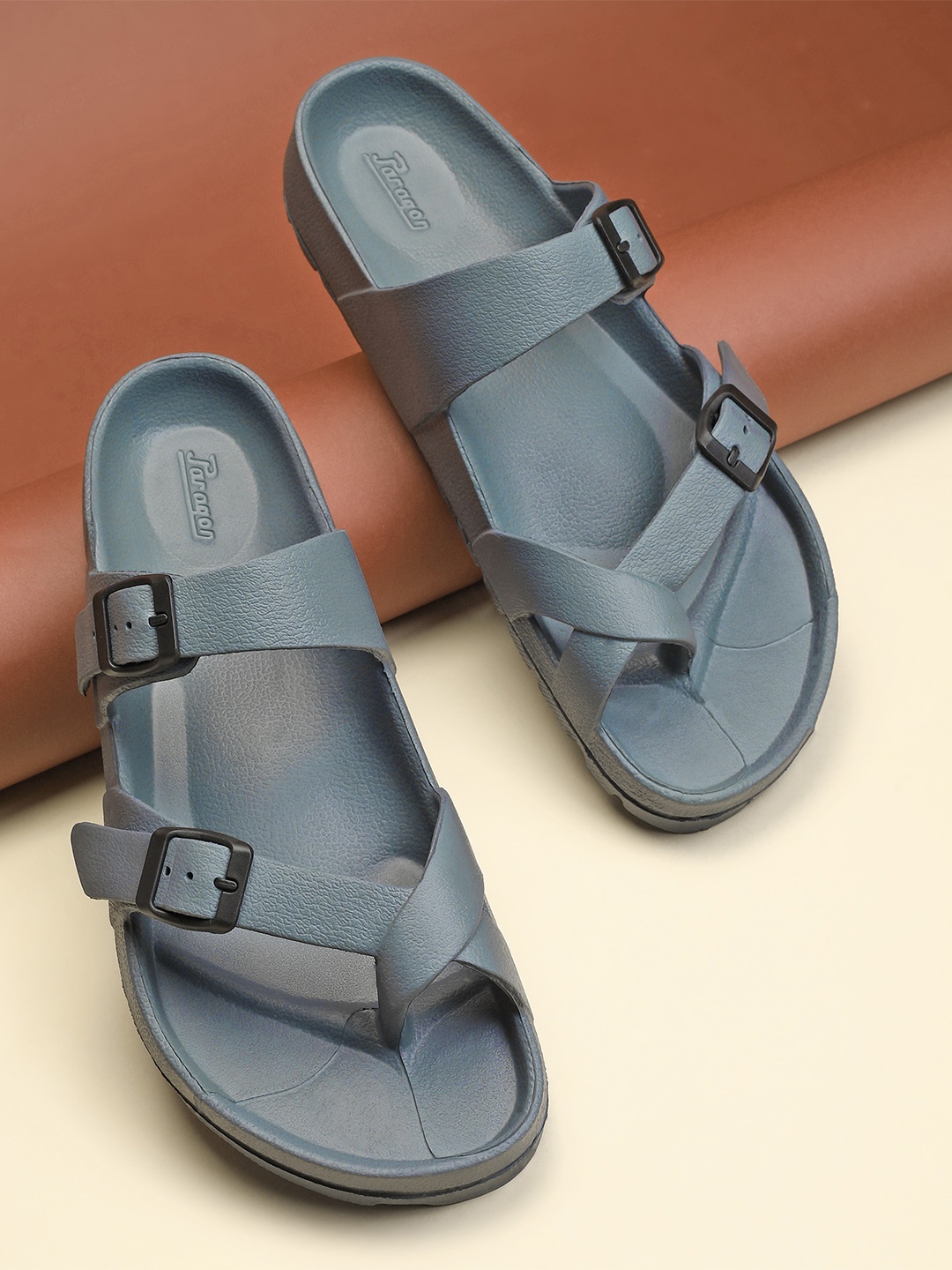 

Paragon Men Slider With Buckles Flip Flops, Grey