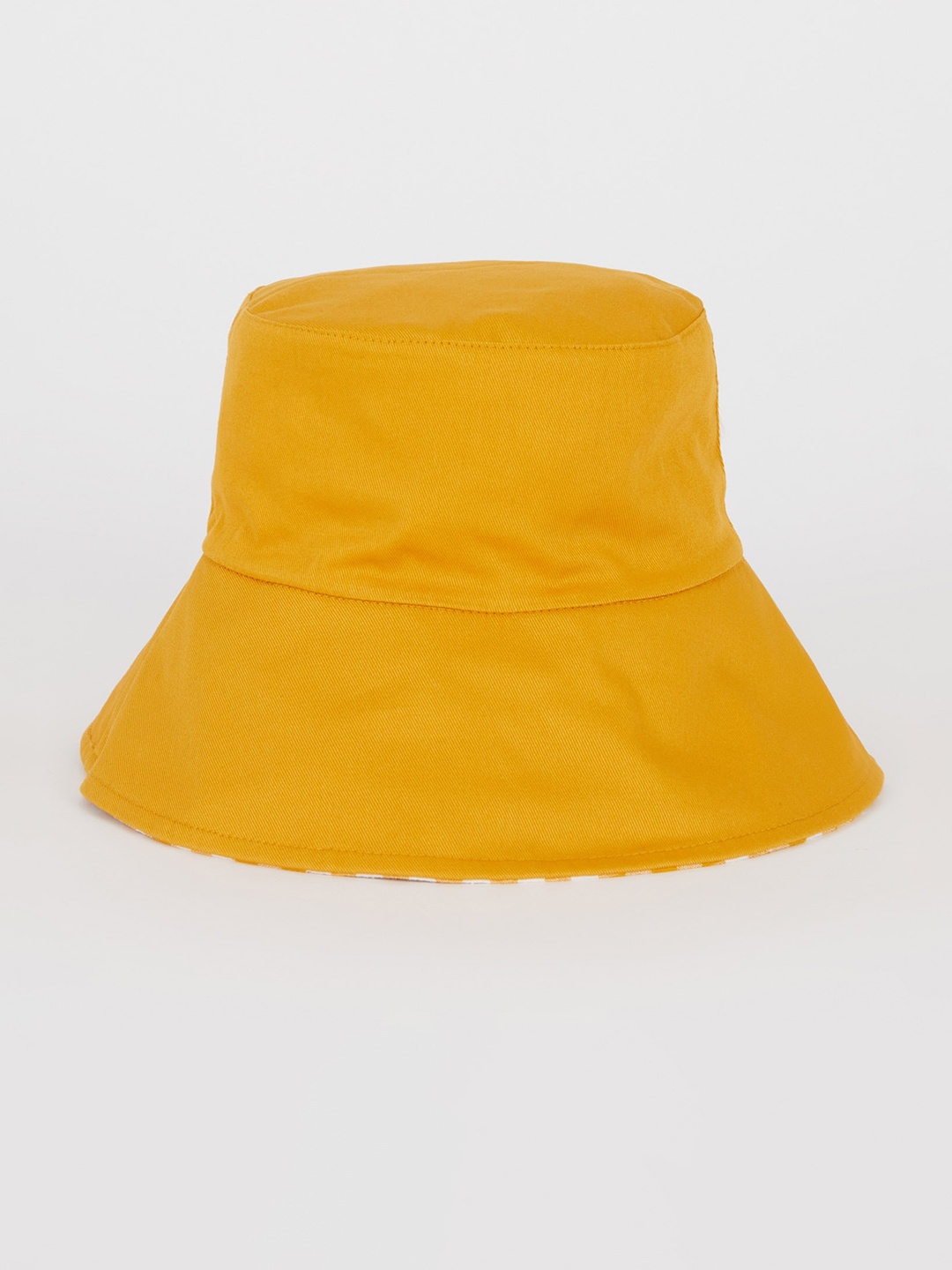 

DeFacto Women Yellow Checked Reversible Pure Cotton Bucket Hat