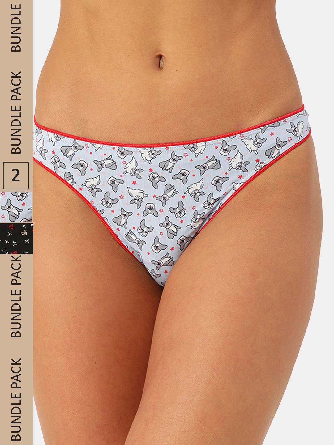 

Leading Lady Women Pack Of 3 Printed Cotton Thong Briefs, Blue