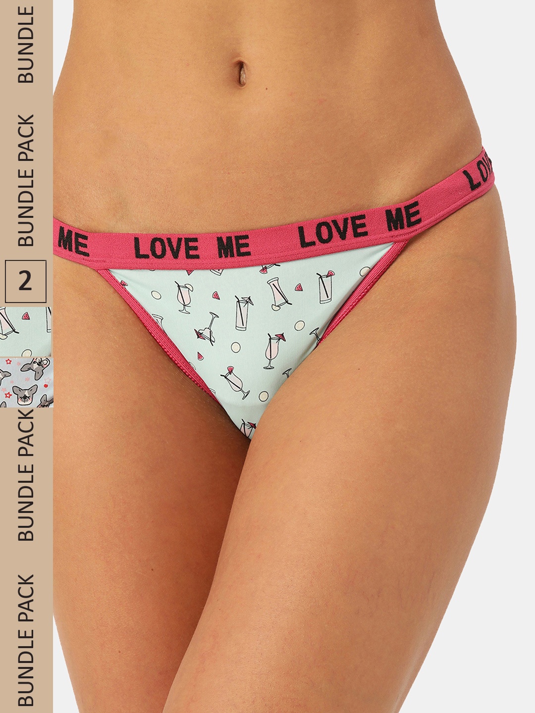 

Leading Lady Women Sea Green & Blue Pack of 2 Cotton Thong Briefs