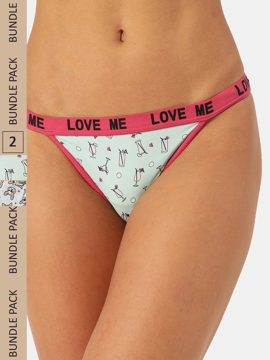 

Leading Lady Women Sea Green & Black Pack Of 3 Cotton Printed Thongs, Pink