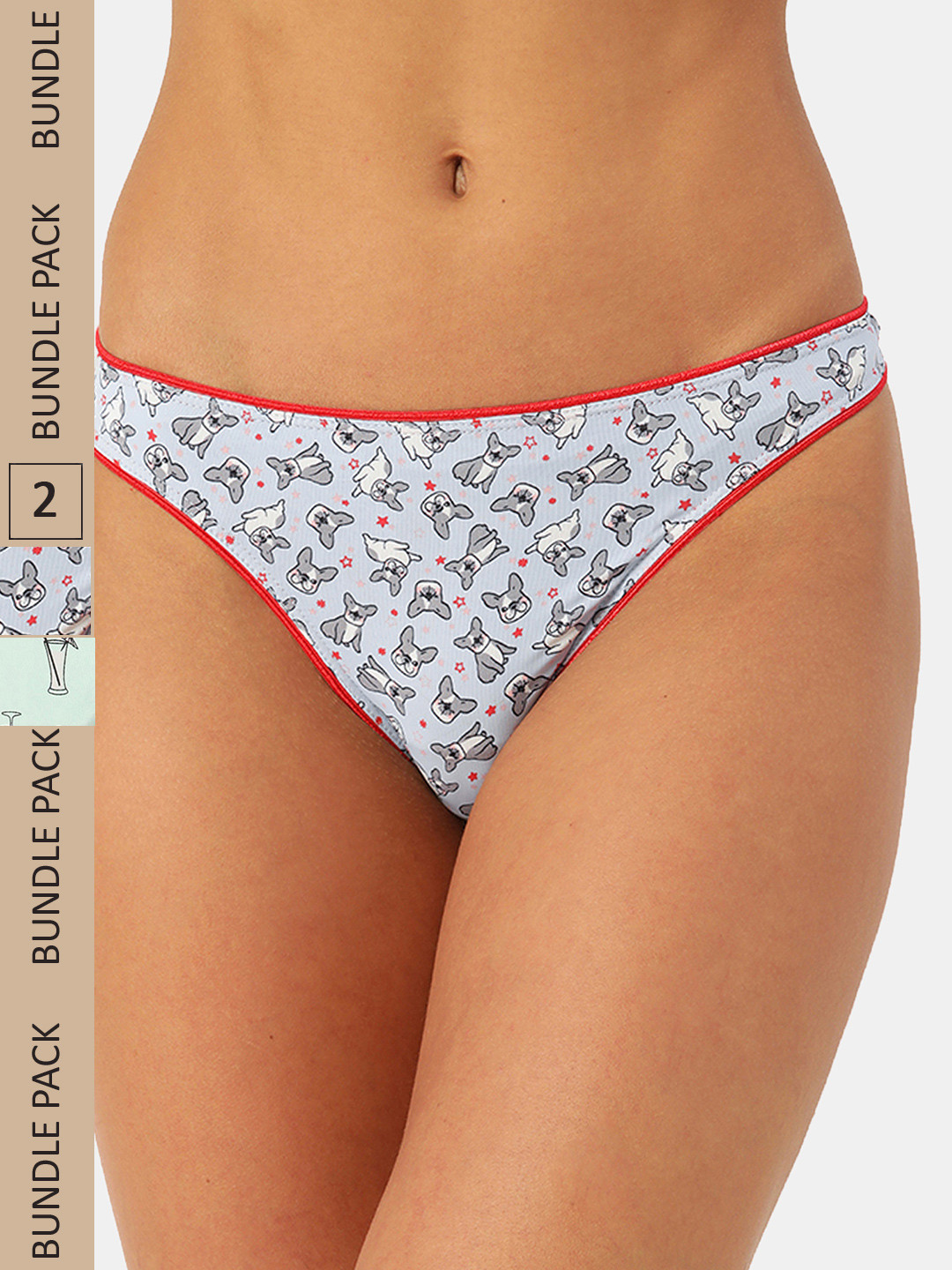 

Leading Lady Women Blue & Sea Green Pack Of 2 Printed Cotton Thongs