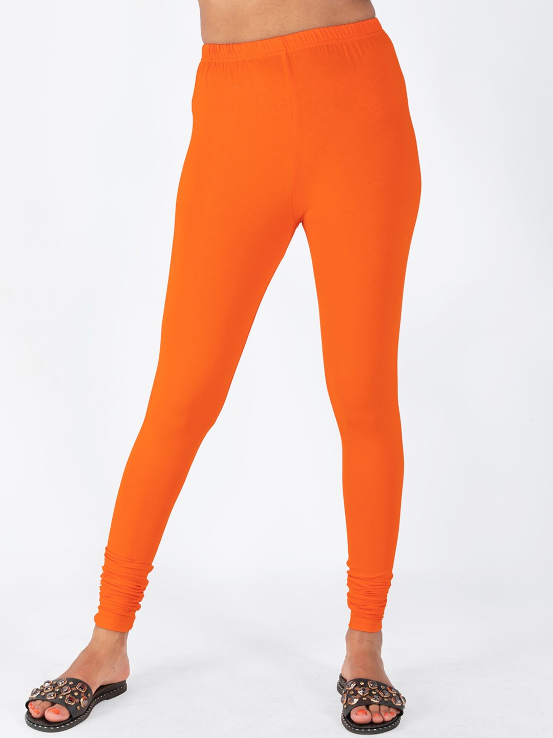 

indian flower Women Orange Churidar Length Leggings