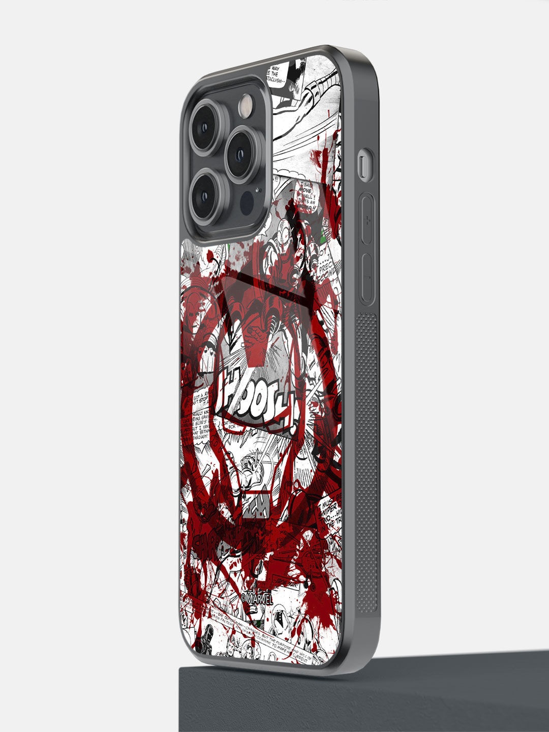 

macmerise Black Splash Out Ironman Printed iPhone 14 Pro Max Bumper Case