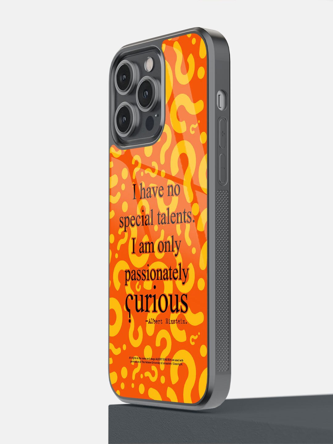 

macmerise Orange Colored Curious Albert Einstein Printed iPhone 14 Pro Max Bumper Case