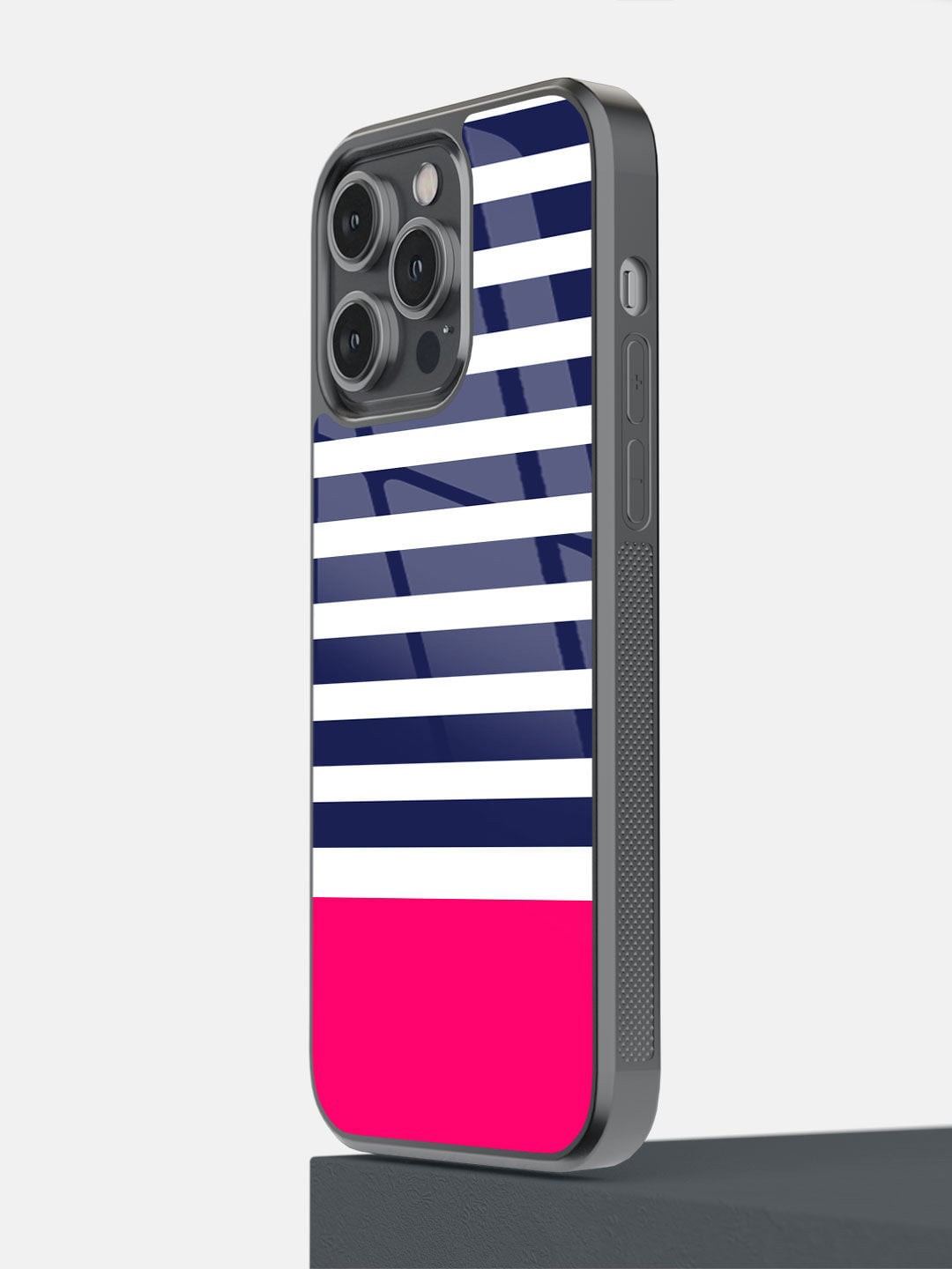 

macmerise Black Simply Stripes Printed iPhone 14 Pro Max Bumper Case