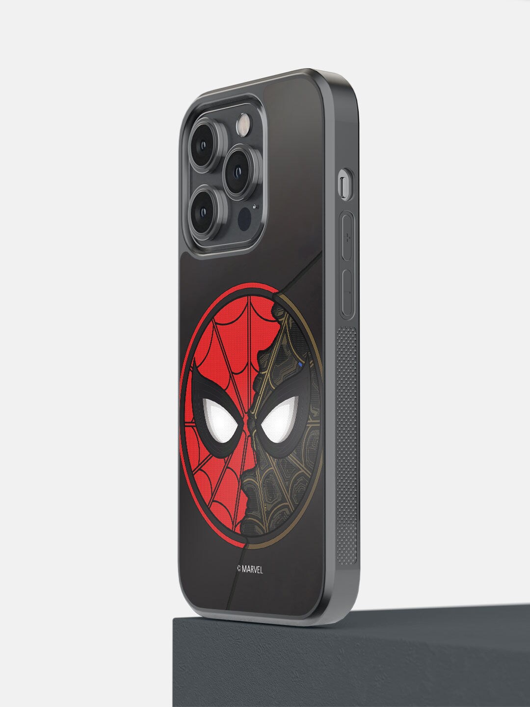 

macmerise Black & Red Two Face Spidey iPhone 14 Pro Bumper Back Case