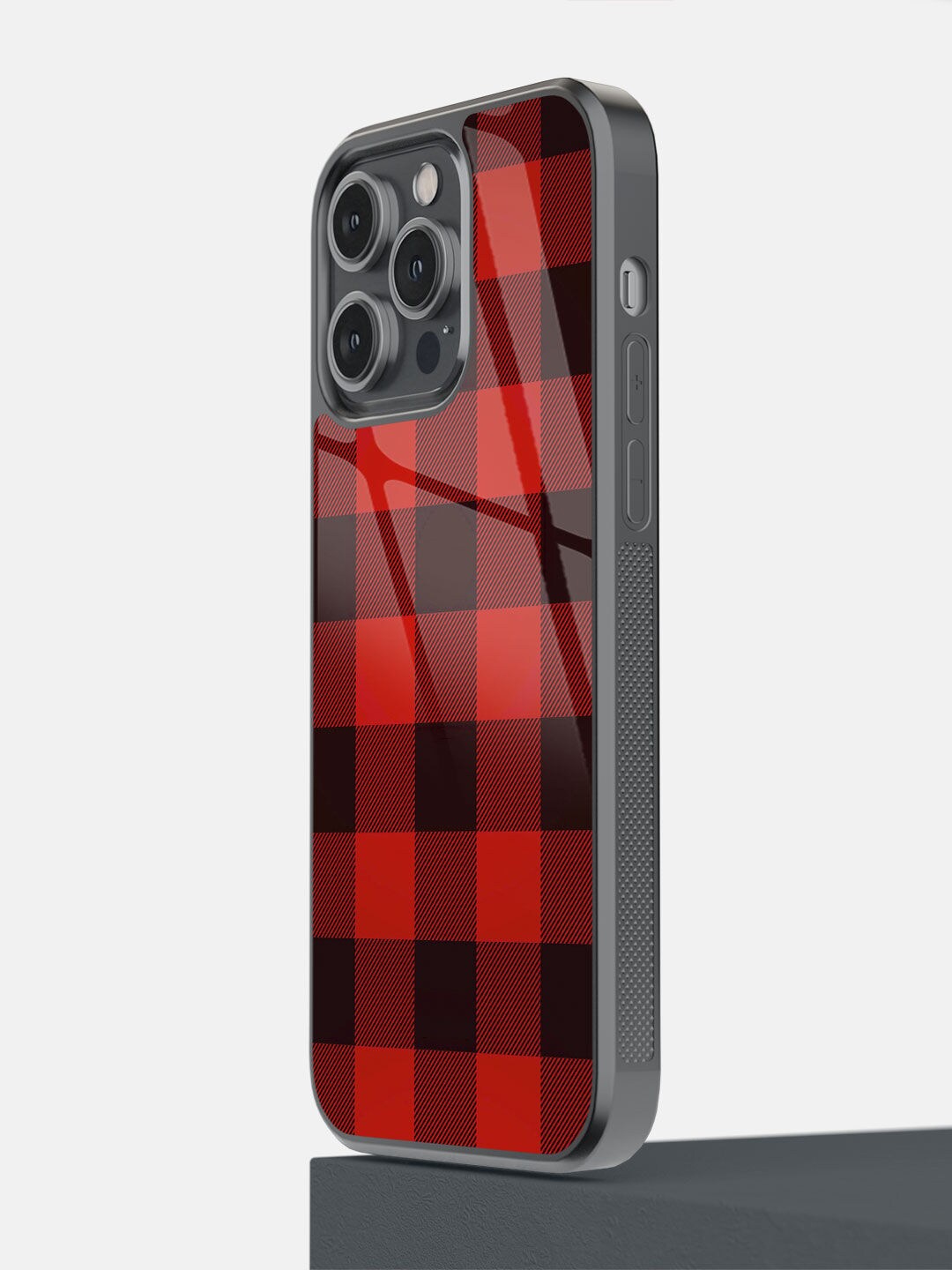

macmerise Red & Black Checkmate Printed iPhone 14 Pro Max Bumper Case