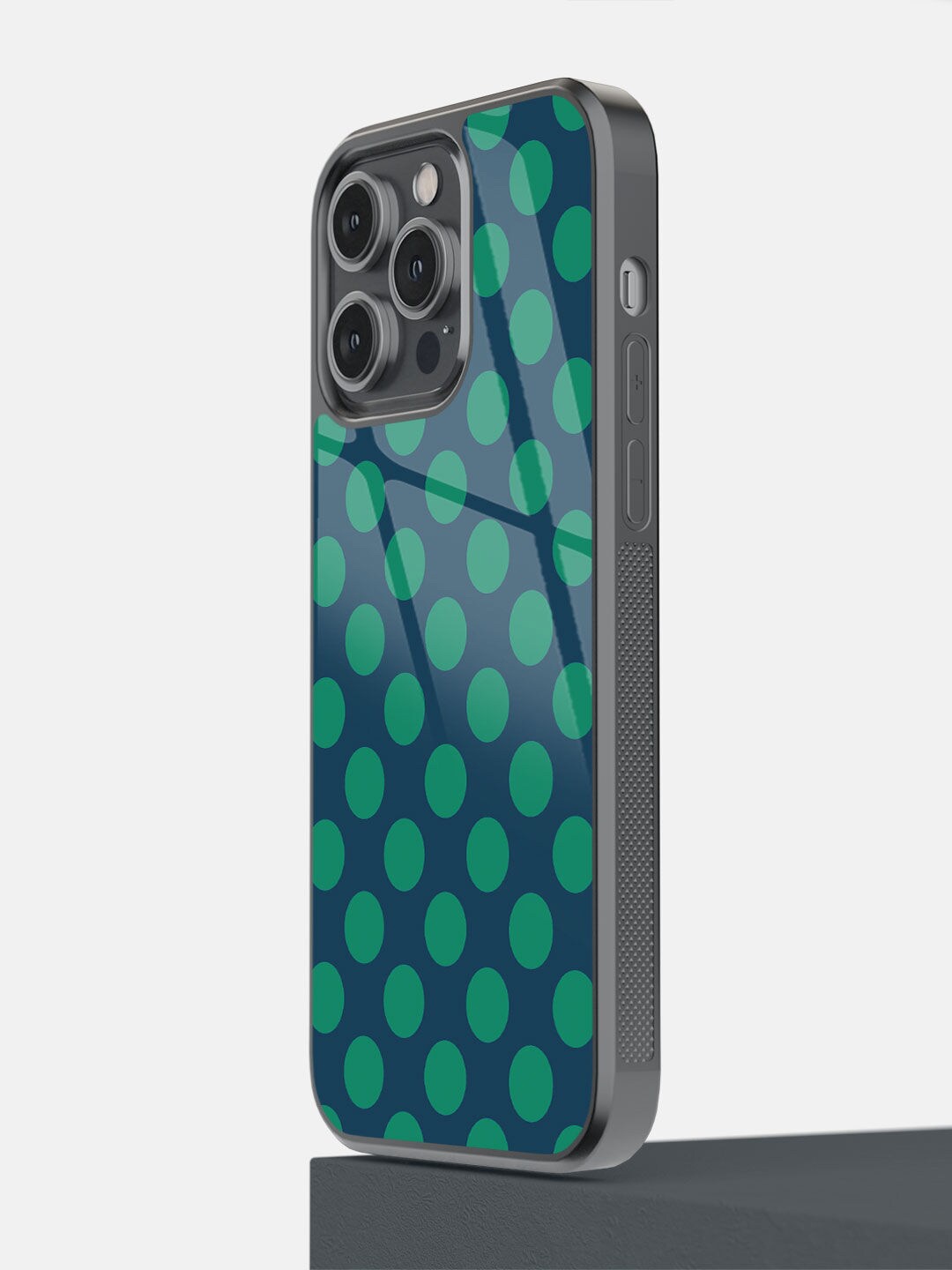 

macmerise Teal & Green Polka Dot Printed iPhone 14 Pro Max Bumper Mobile Phone Case