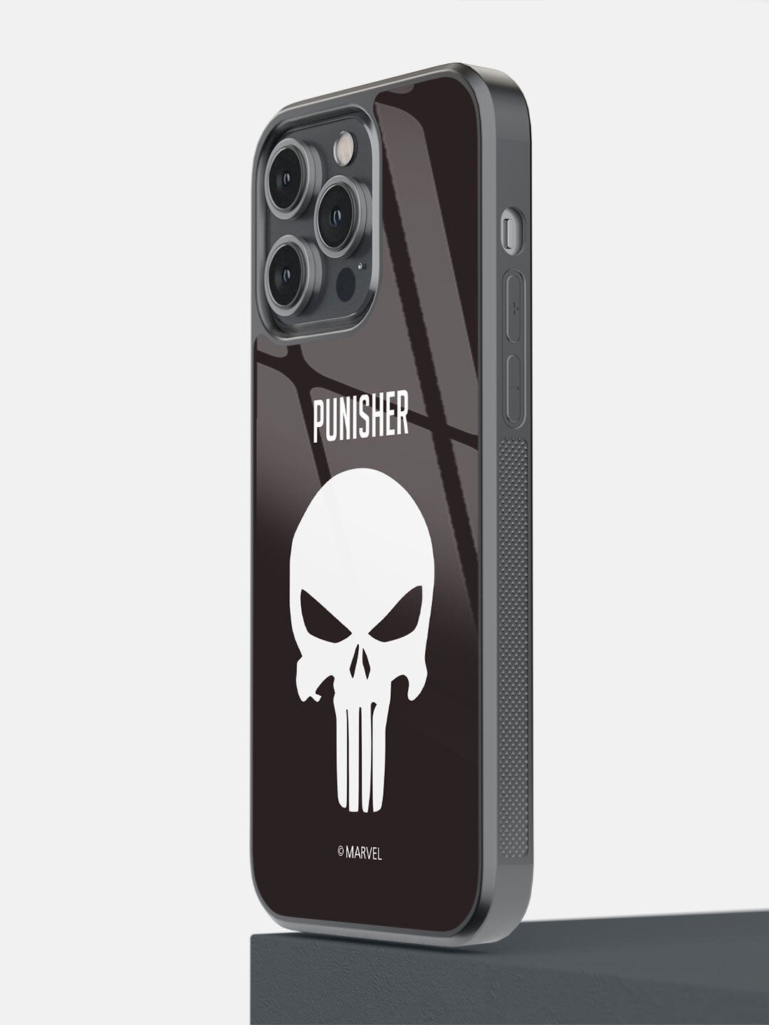 

macmerise Black Punisher Symbol Printed iPhone 14 Pro Max Bumper Case
