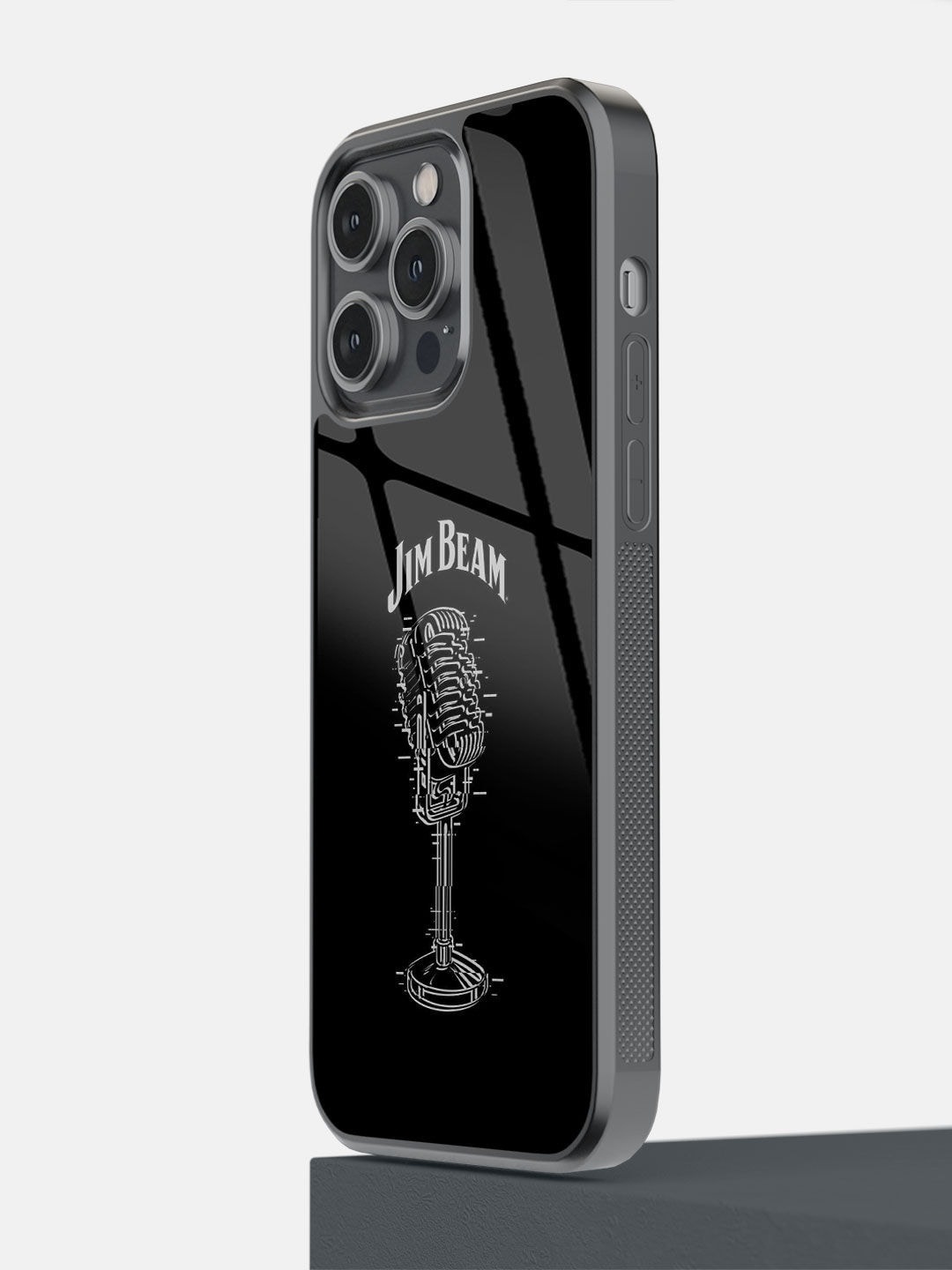 

macmerise Black Printed Jim Beam Retro Mic iPhone 14 Pro Max Bumper Phone Back Case