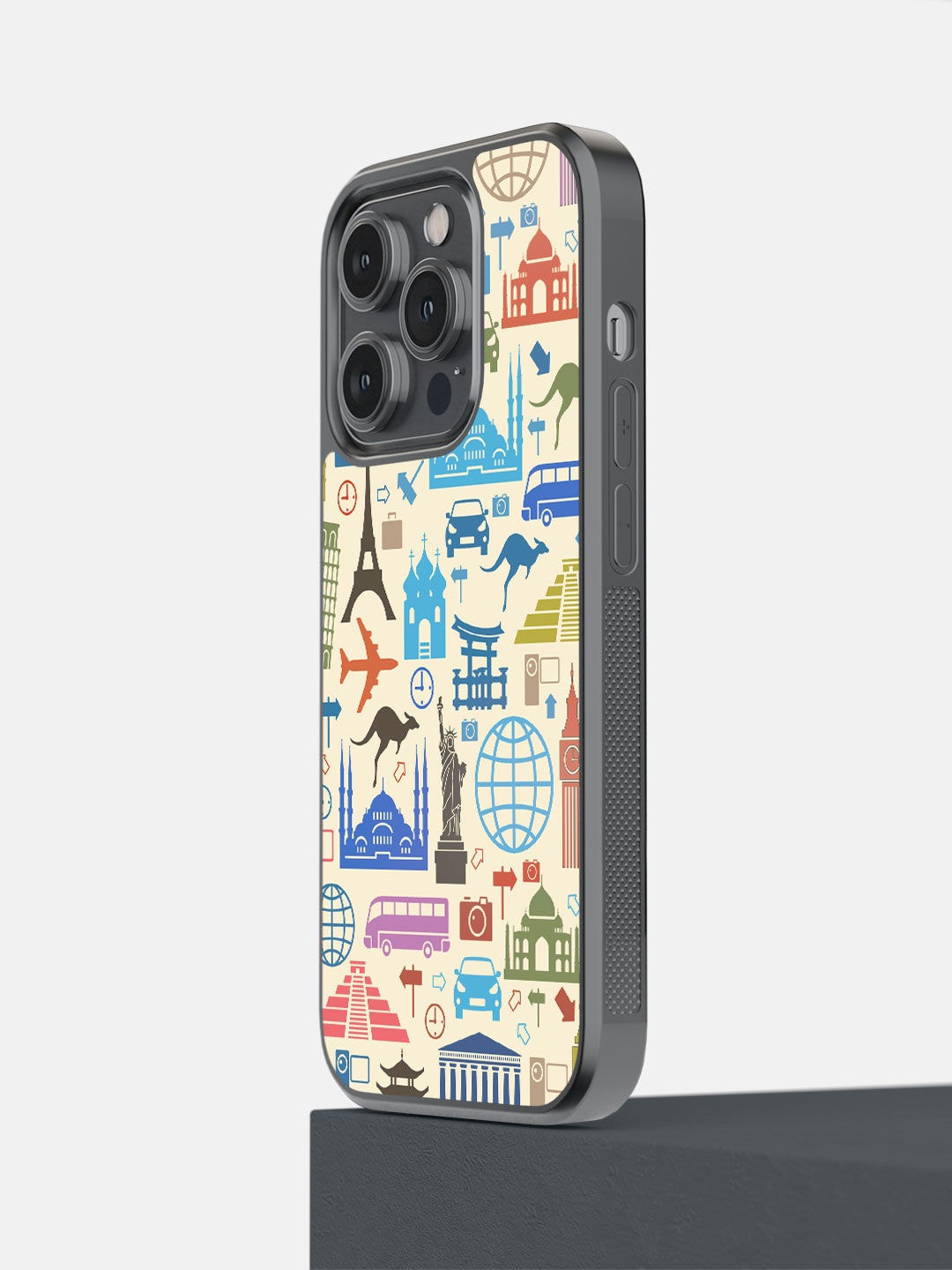 

macmerise White & Blue Travel Lover Printed iPhone 14 Bumper Case, Cream