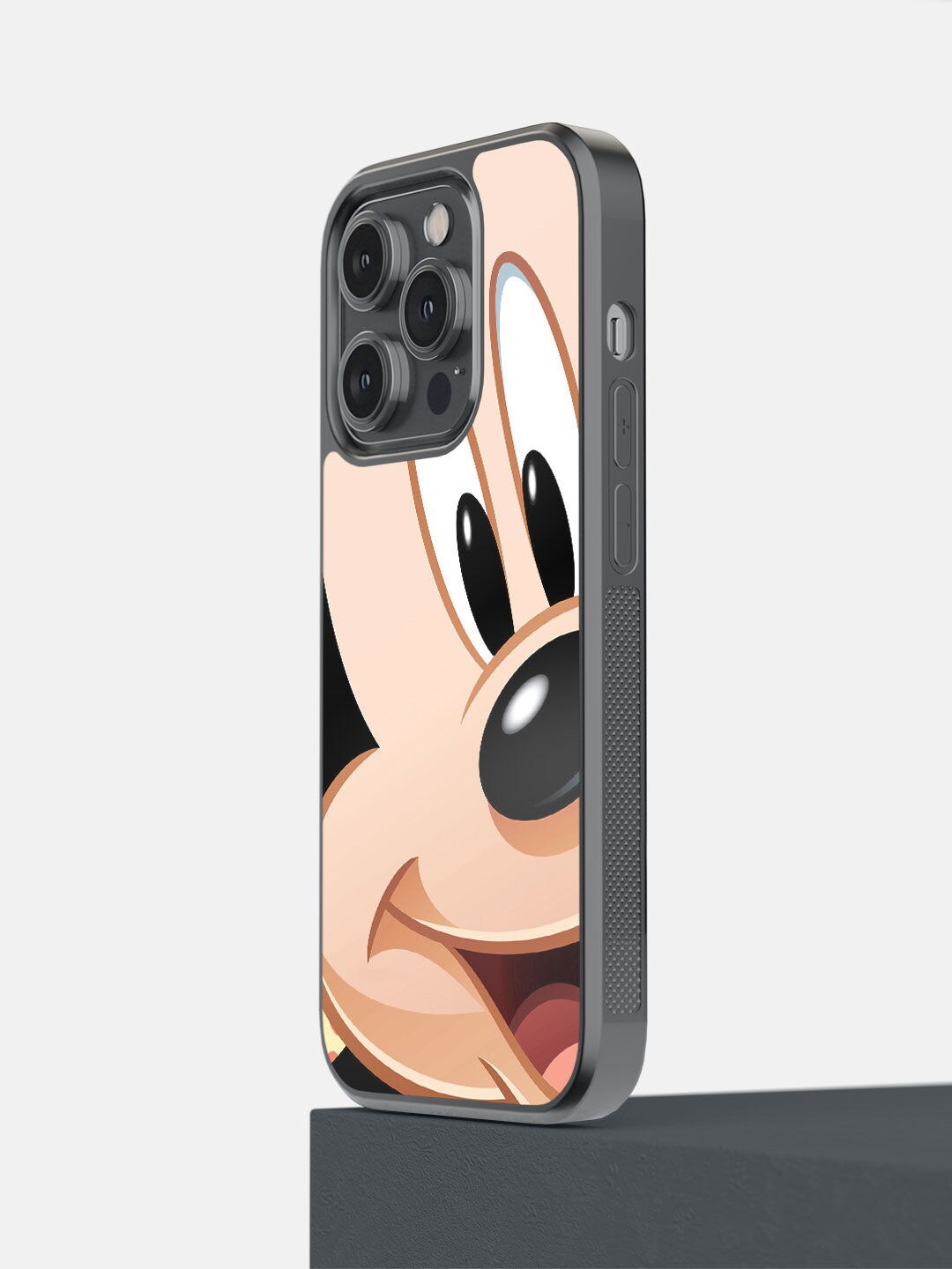 

macmerise Beige & Black Printed Zoom Up Mickey iPhone 14 Pro Bumper Phone Back Case