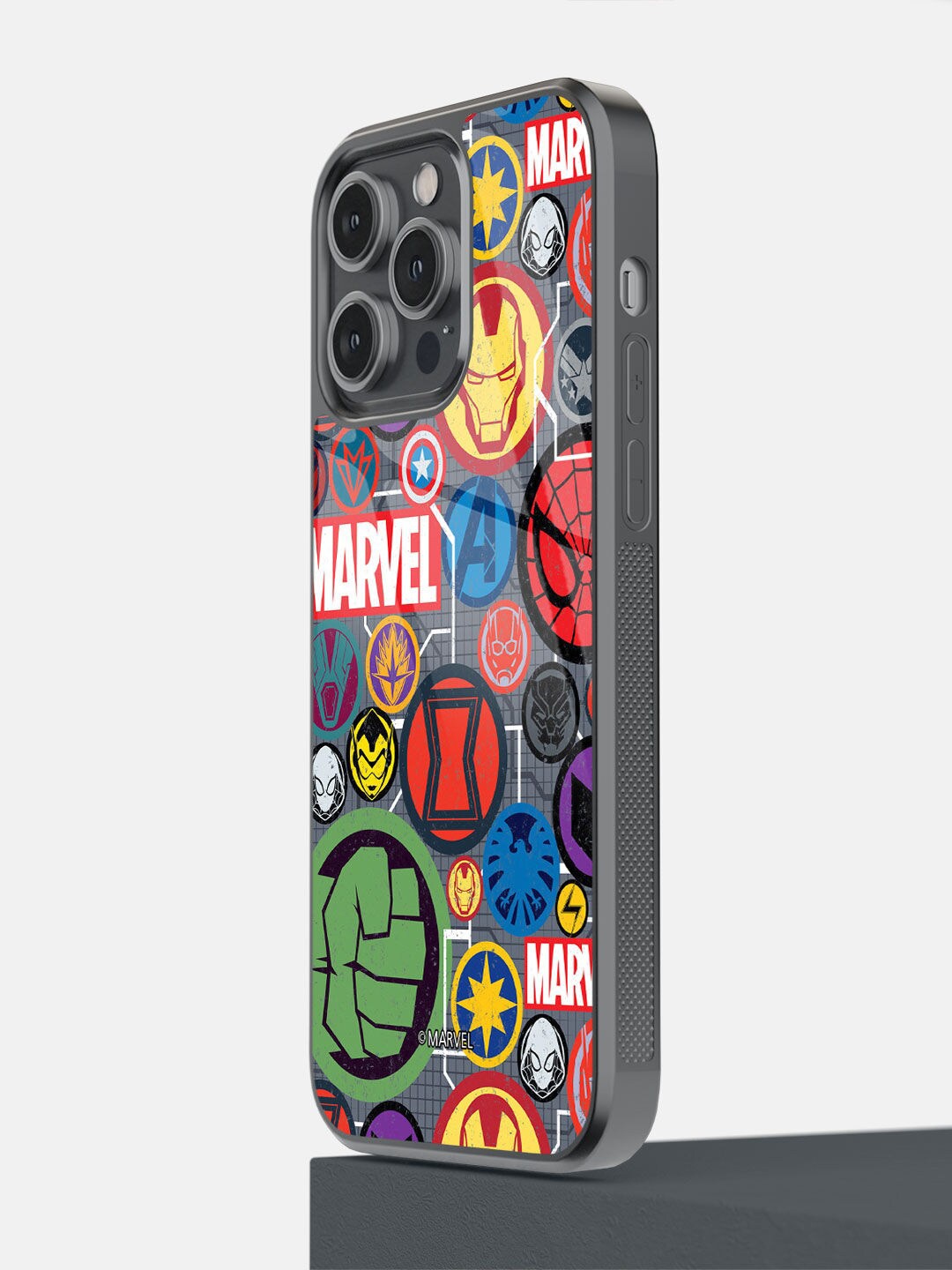 

macmerise Grey & Red Marvel Iconic Mashup iPhone 14 Pro Max Bumper Back Case
