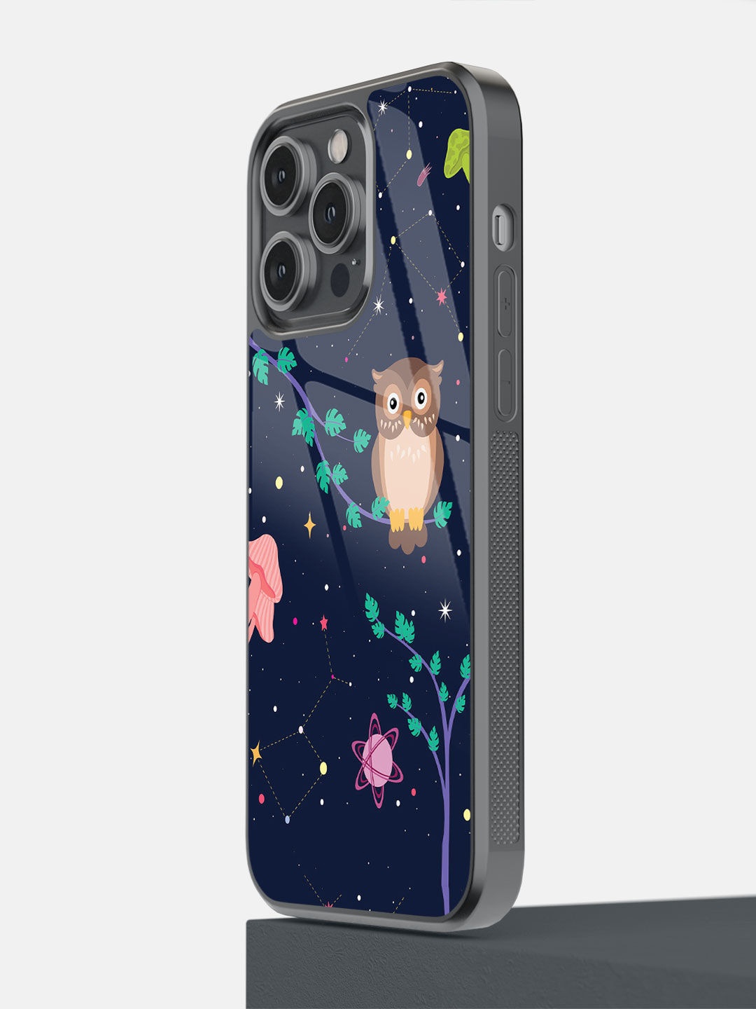 

macmerise Navy Blue Space Owl Printed iPhone 14 Pro Max Bumper Case