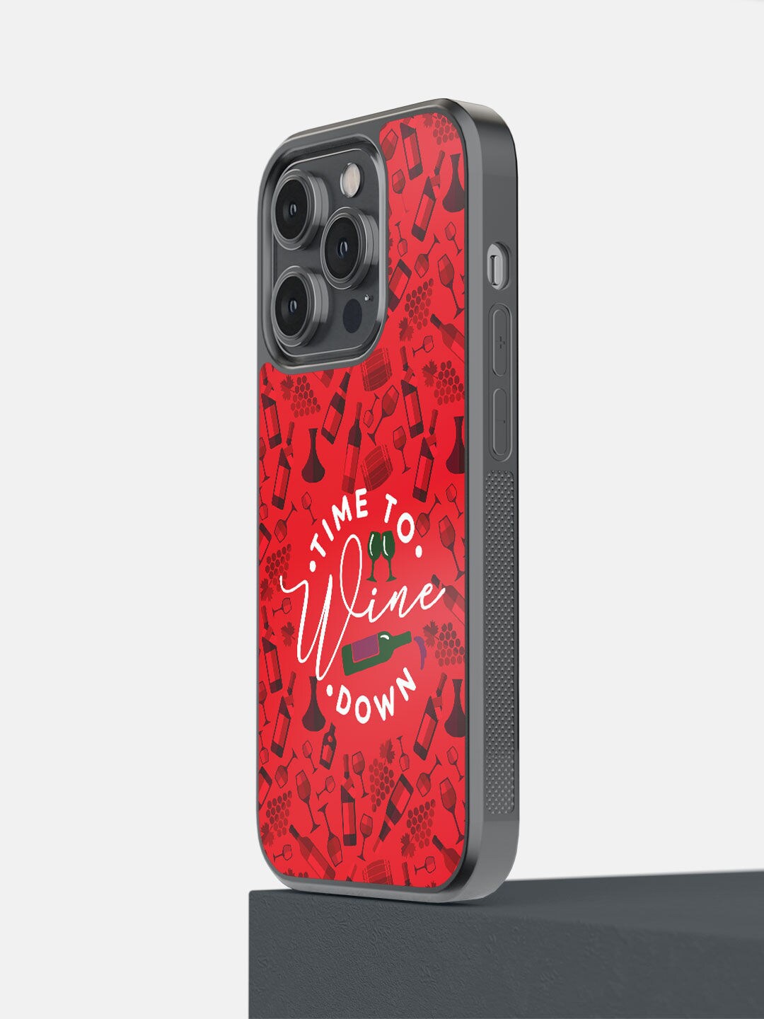 

macmerise Red Time To Wine Down Printed iPhone 14 Pro Back Case