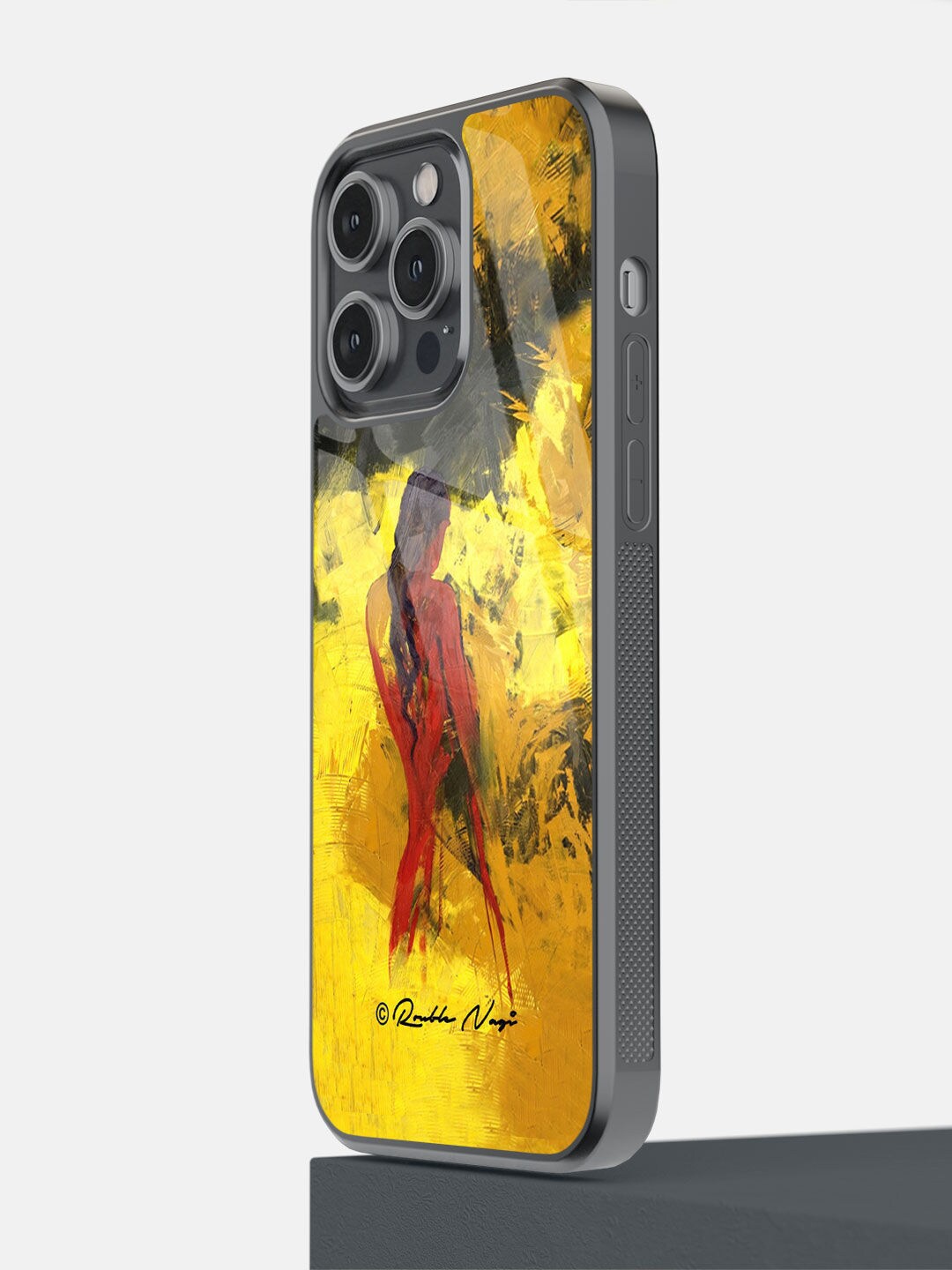 

macmerise Yellow Lady in Red Printed iPhone 14 Pro Max Bumper Case