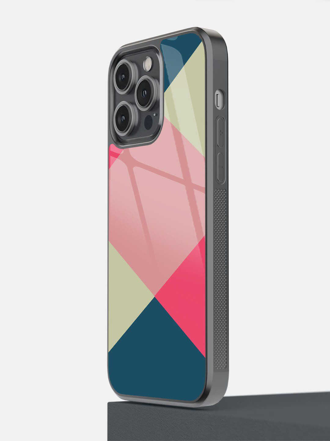 

macmerise Pink & Teal Blue Criss Cross iPhone 14 Pro Max Bumper Back Case