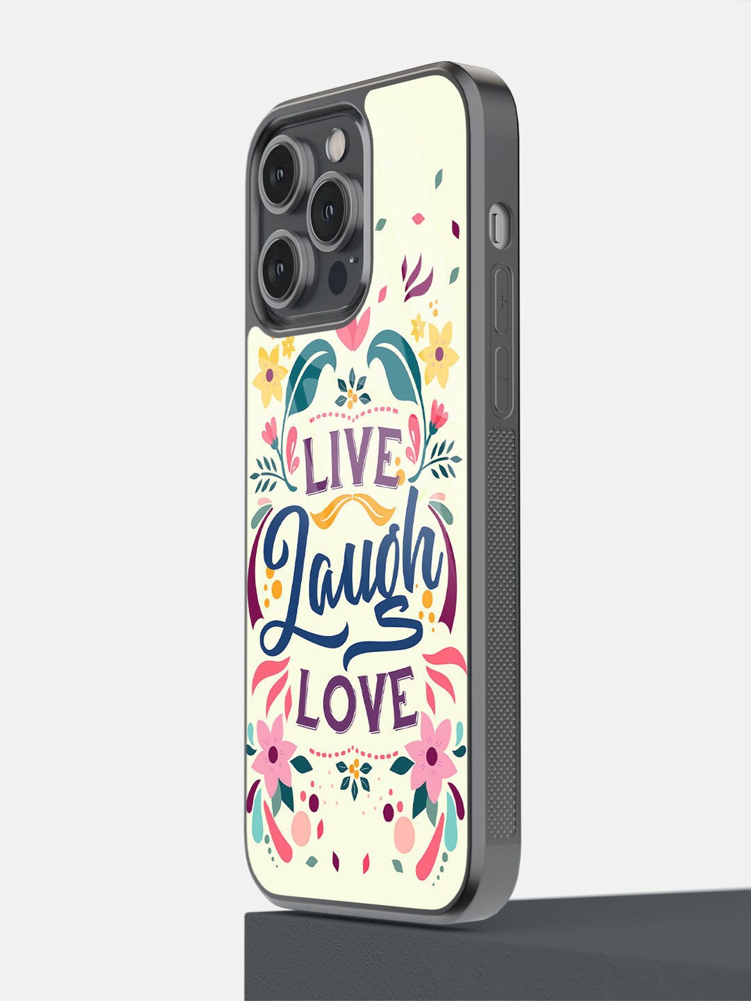 

macmerise White Live Laugh Love Printed iPhone 14 Pro Max Bumper Case