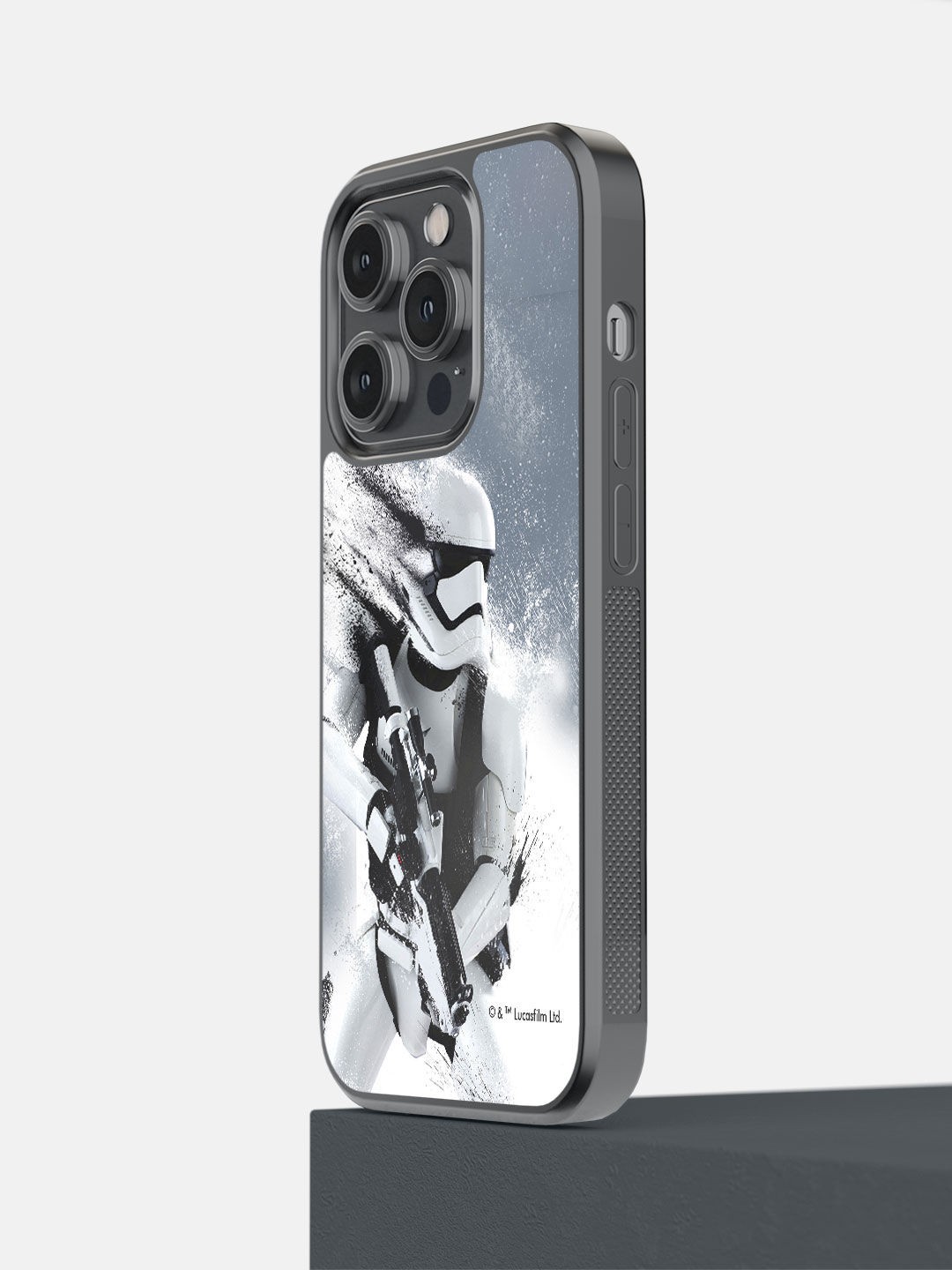 

macmerise Grey & White Printed Trooper Storm iPhone 14 Pro Bumper Phone Back Case