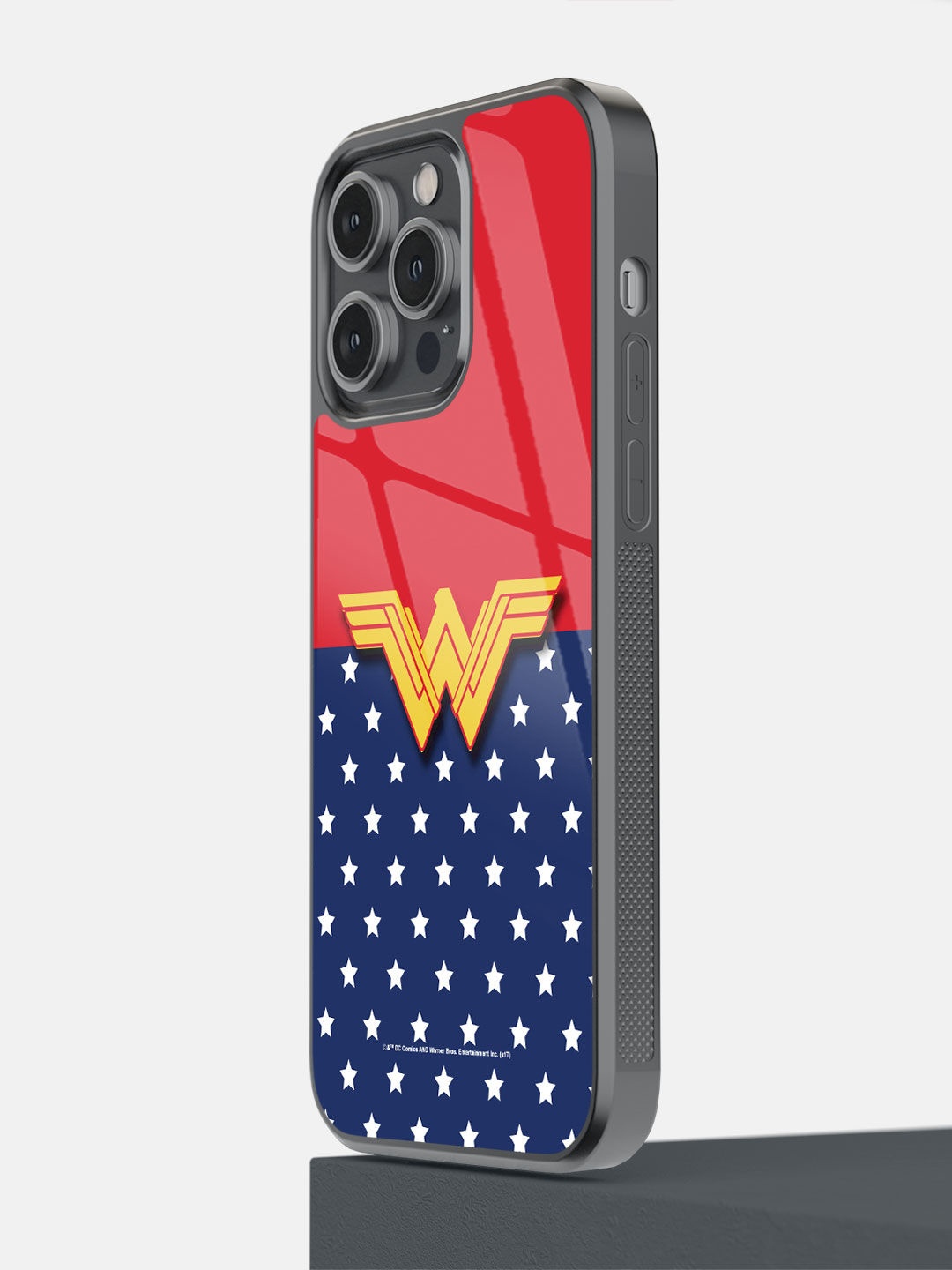 

macmerise Black & Blue Classic Wonder Woman Logo Printed iPhone 14 Pro Max Bumper Case