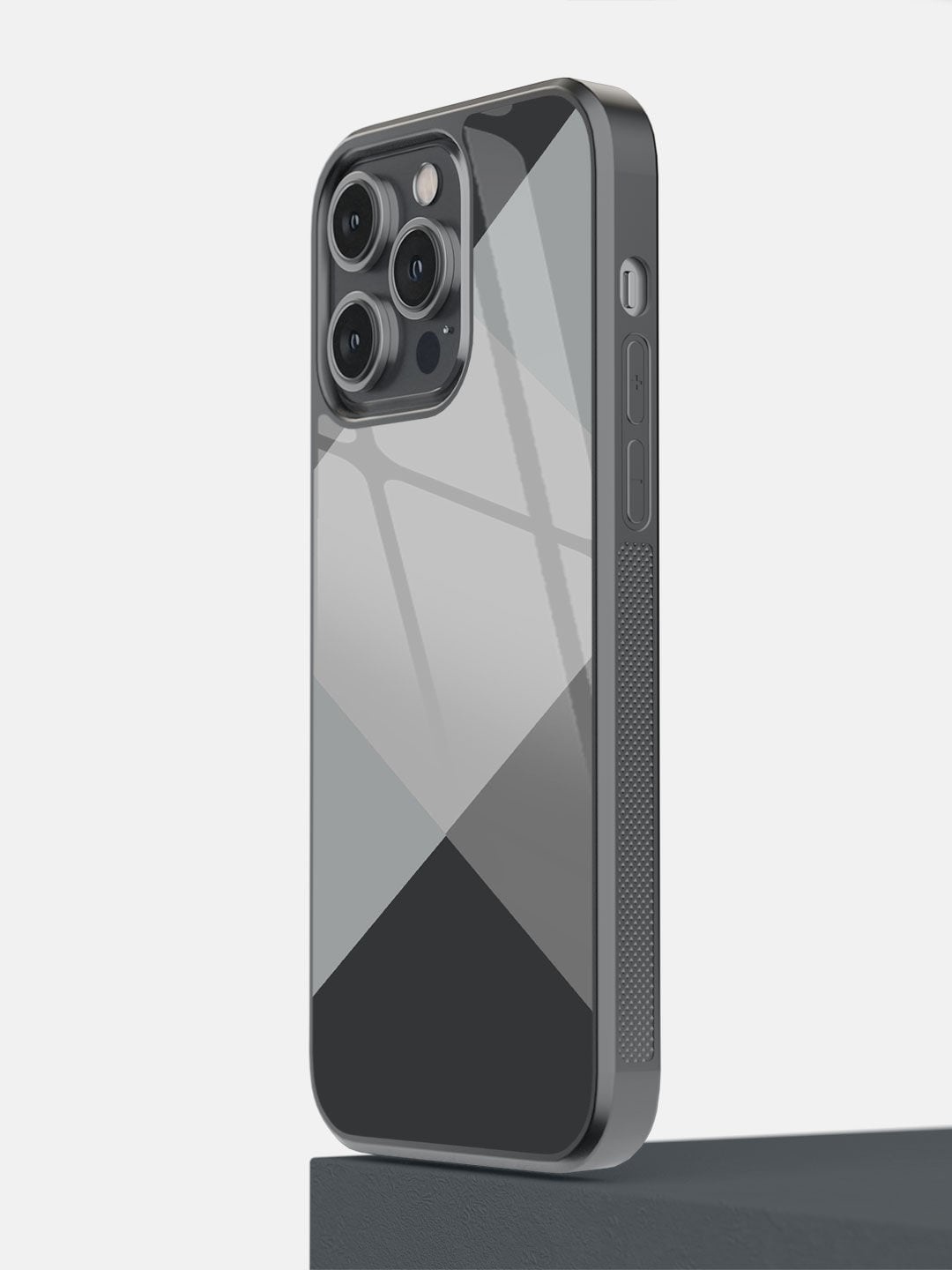 

macmerise Black & Grey Criss Cross Printed iPhone 14 Pro Max Bumper Mobile Phone Case