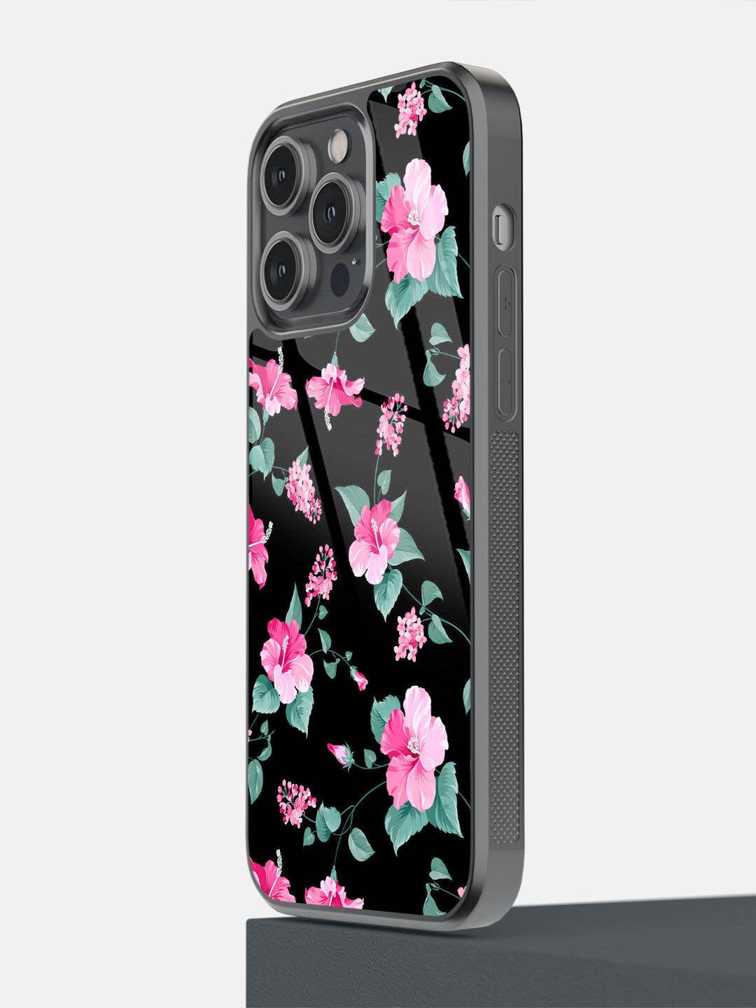 

macmerise Black SK Hibiscus Blush Printed iPhone 14 Pro Max Bumper Case