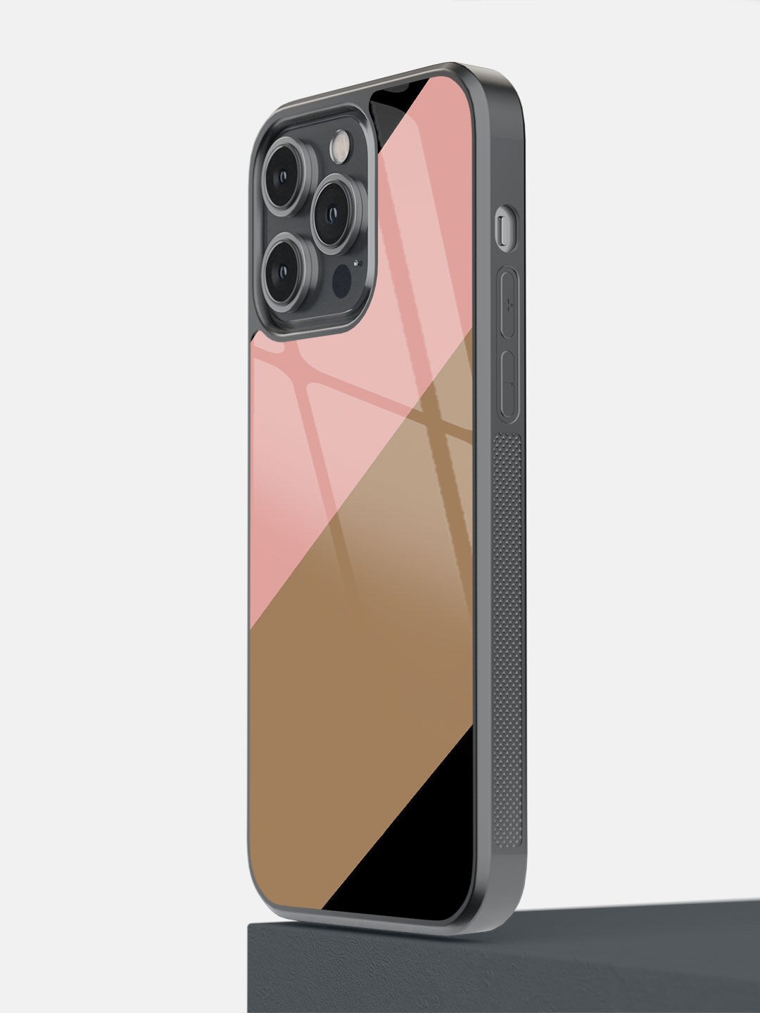 

macmerise Pink & Brown Slanted iPhone 14 Pro Max Bumper Back Case
