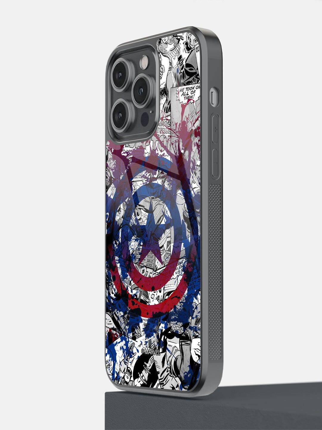 

macmerise Red & Blue Splash Out Shield Printed iPhone 14 Pro Max Back Case