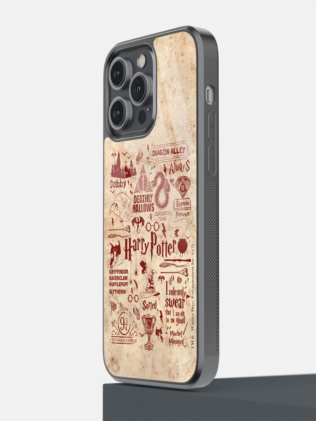 

macmerise Beige & Red Harry Potter Infographic iPhone 14 Pro Max Bumper Back Case