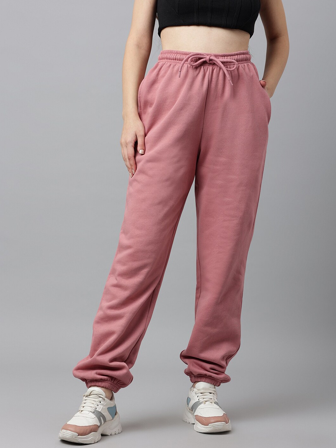 

Pritla Women Pink Solid Loose-Fit Organic Cotton Joggers