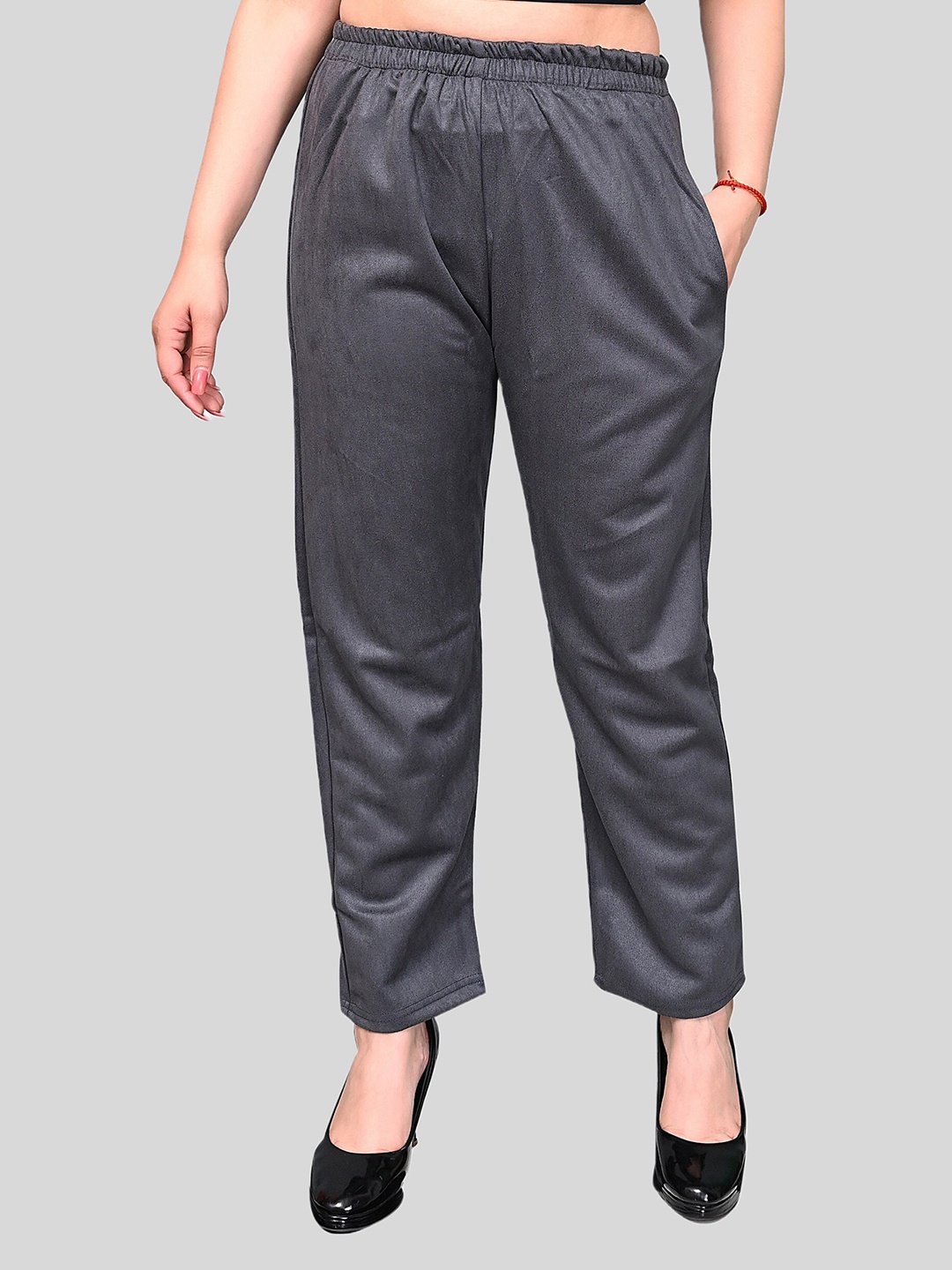 

FNOCKS Women Grey Cotton Solid Palazzos